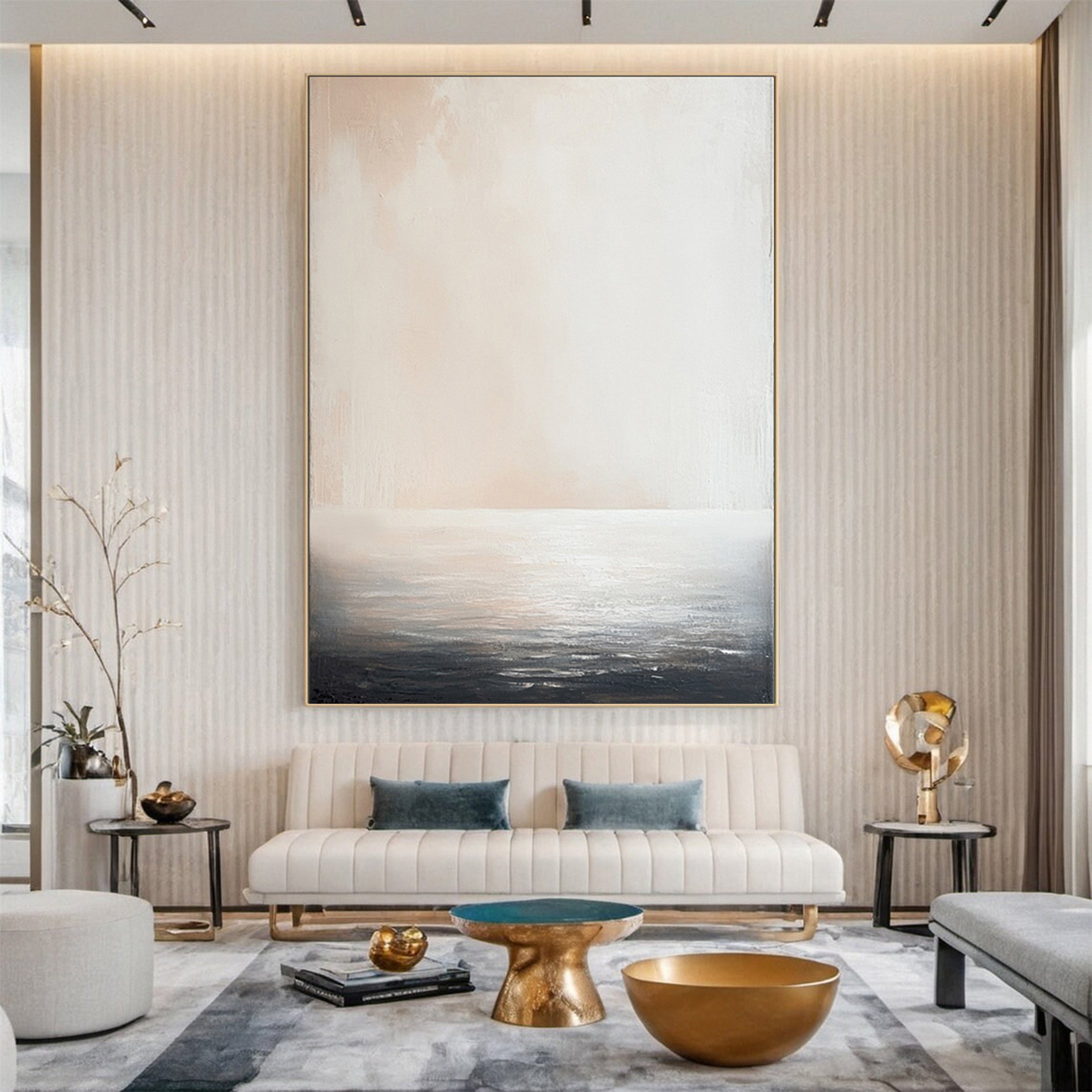 Serene Dawn Minimalist Ocean Horizon Canvas Art #OP 049