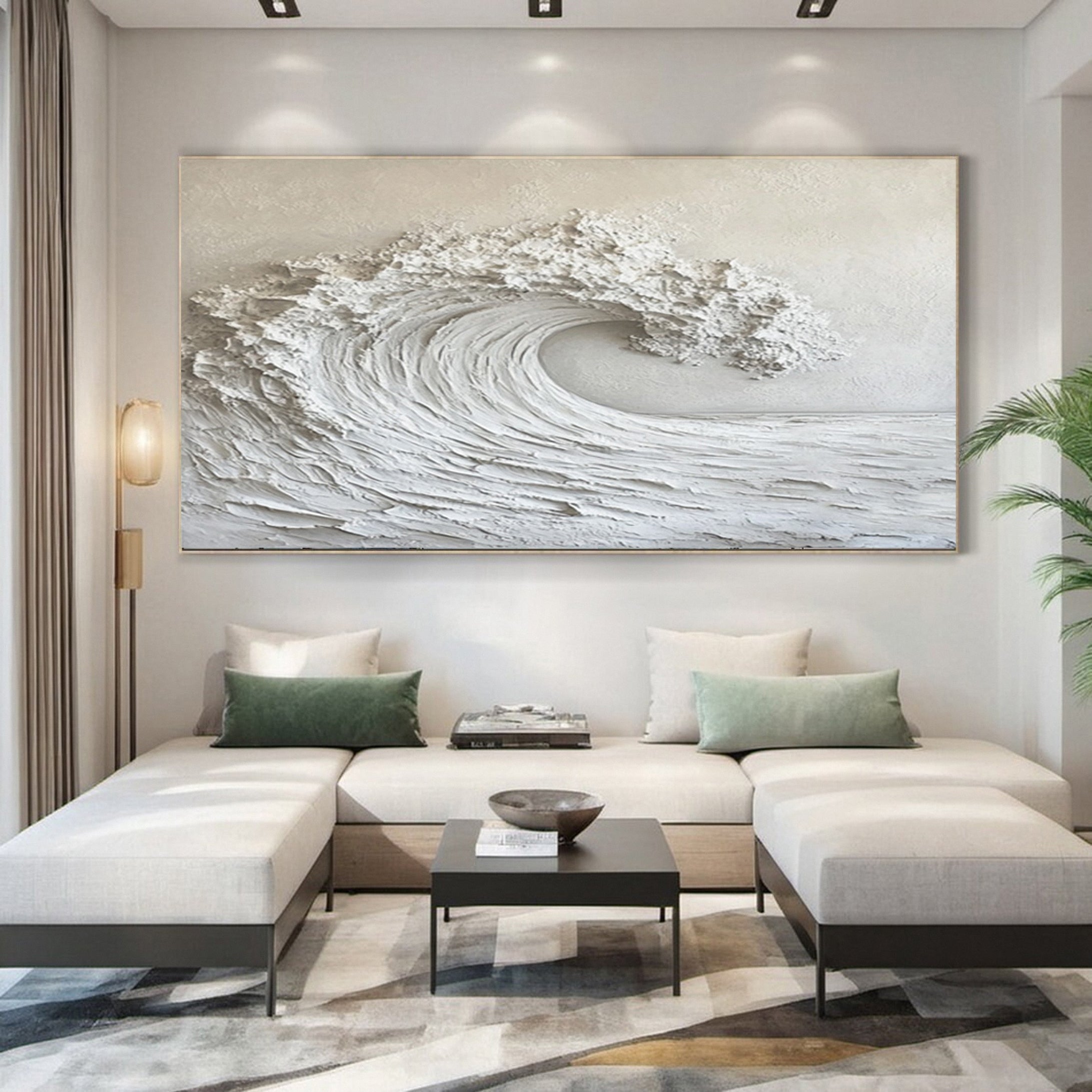 Large Textured Ocean Wave Wall Art for Living Room Decor #BBM 061