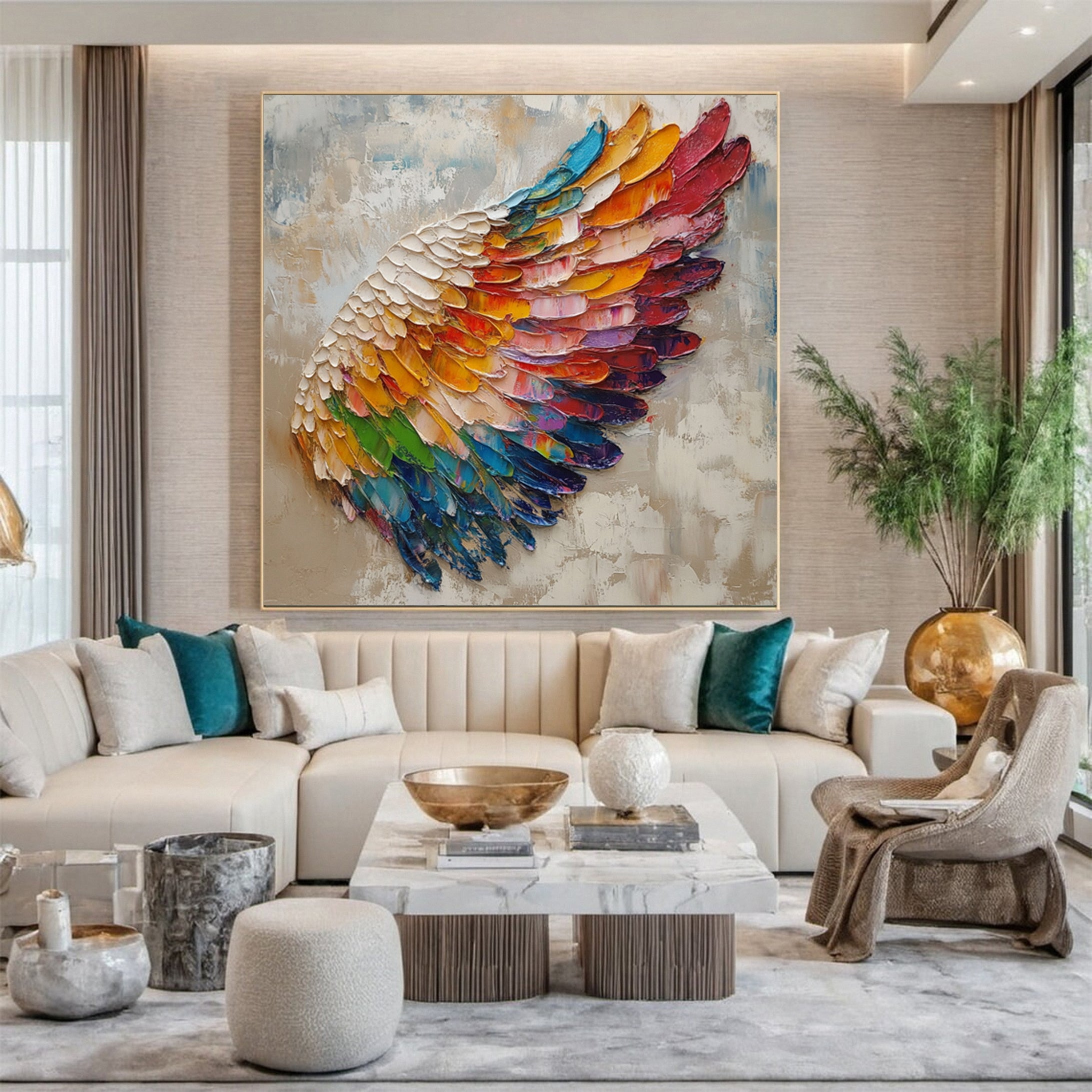 Spectrum Wing Colorful Feather Wall Art #CAP 051