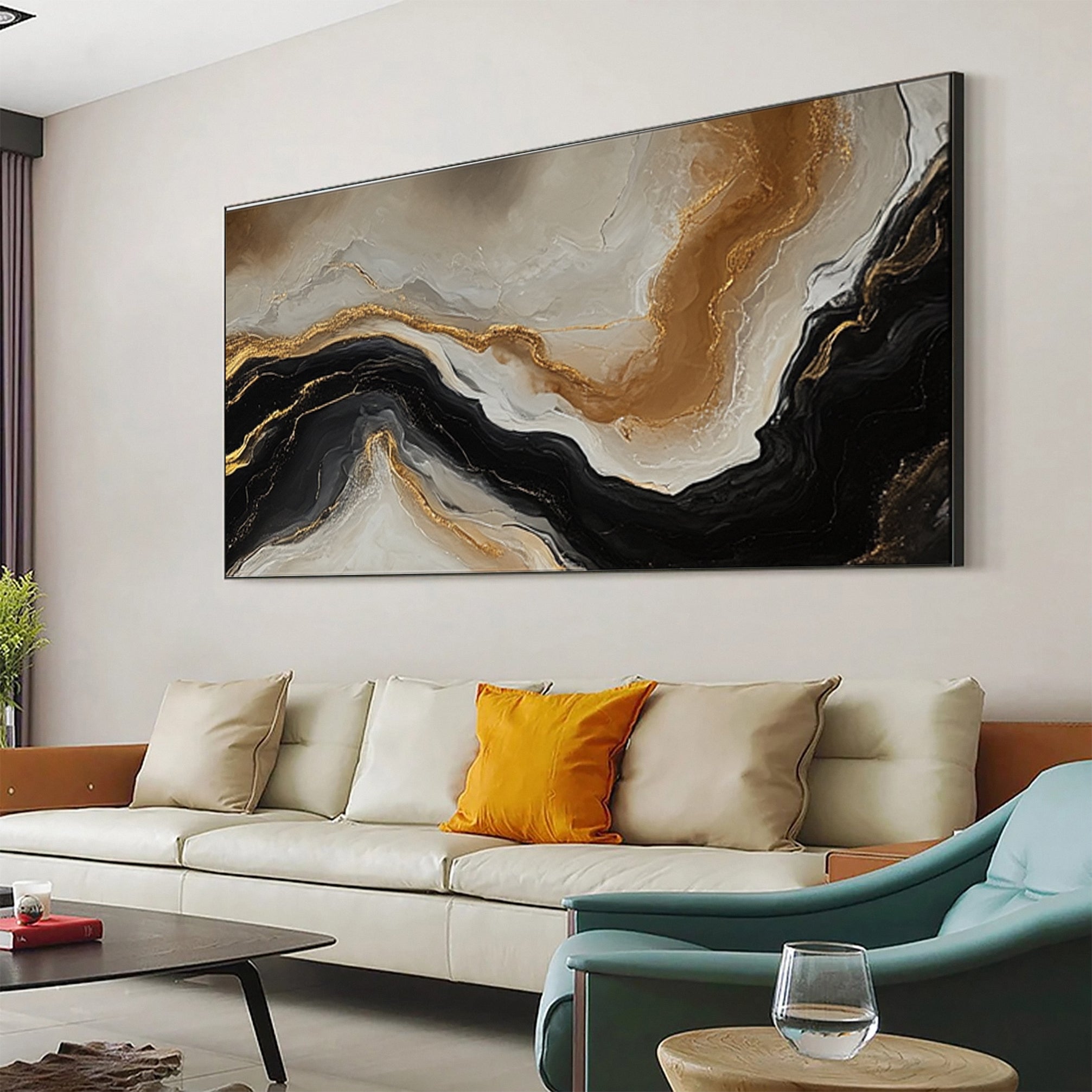 Abstract Ripples Gold and Black Wall Art #BBM 064