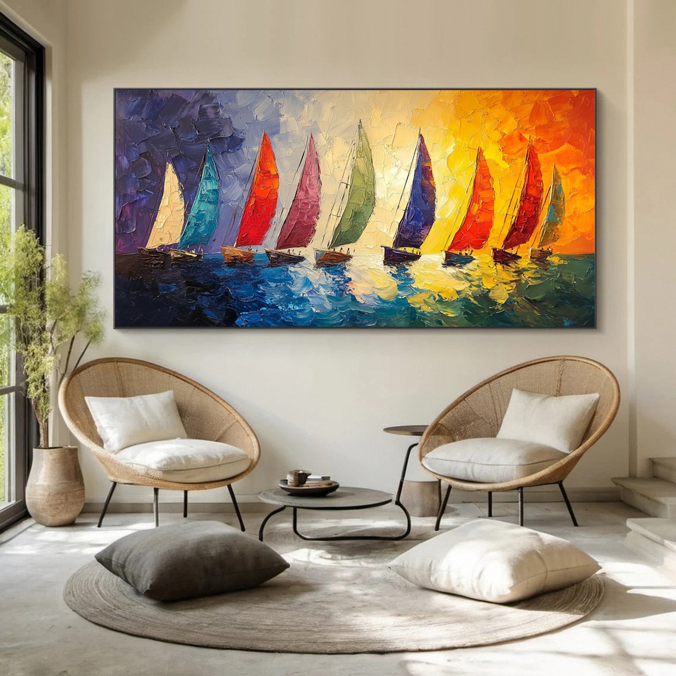 Ocean Odyssey Colorful Sailboats on Canvas #CAP 048