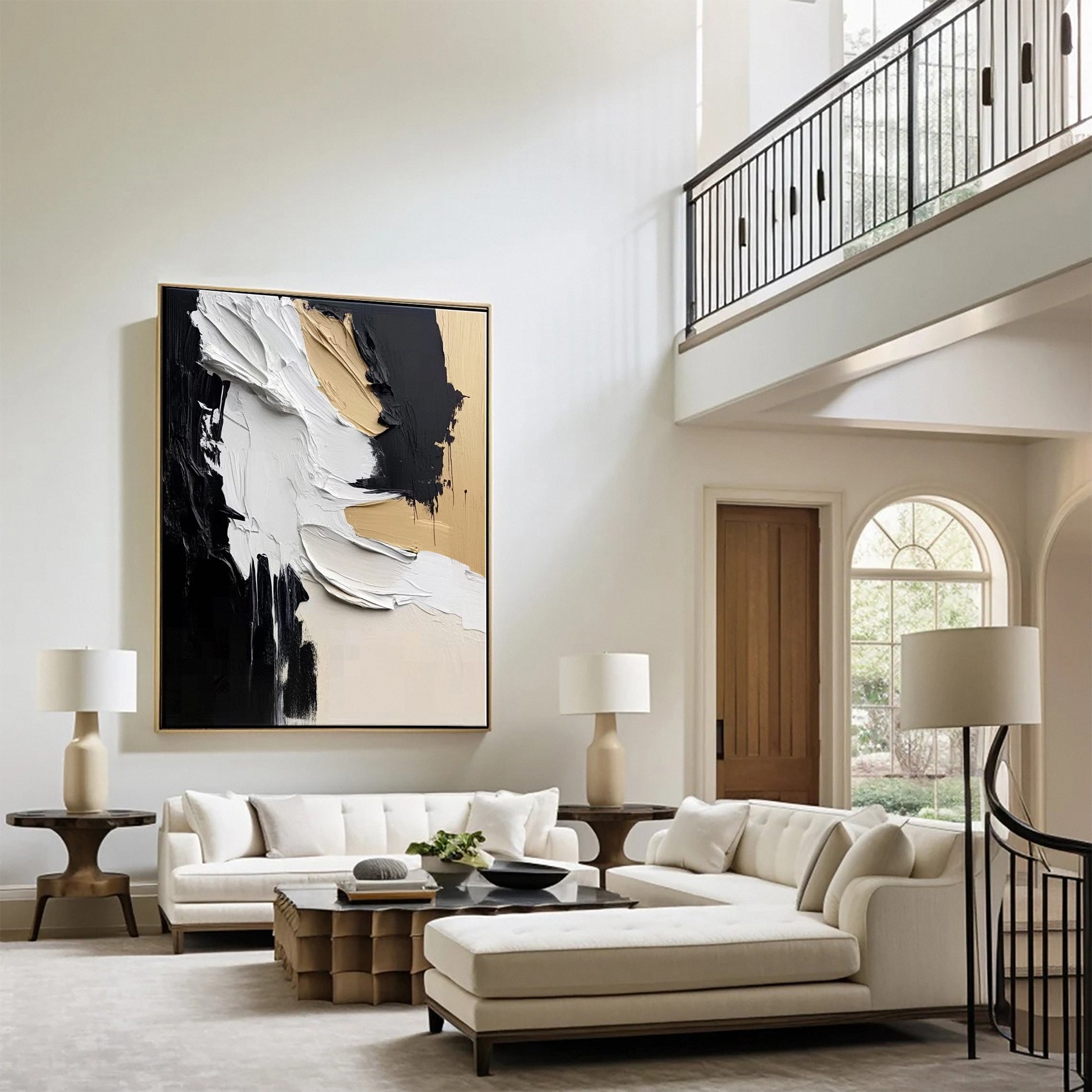 Modern Art Canvas Bold Textures and Metallic Gold Accents #BBM 063