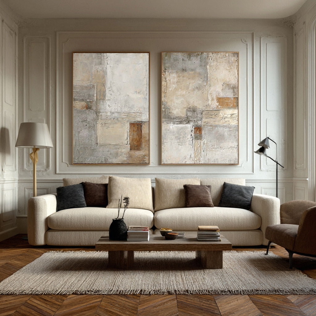 Abstract Earth Tones Textured Canvas Set  #WG 014