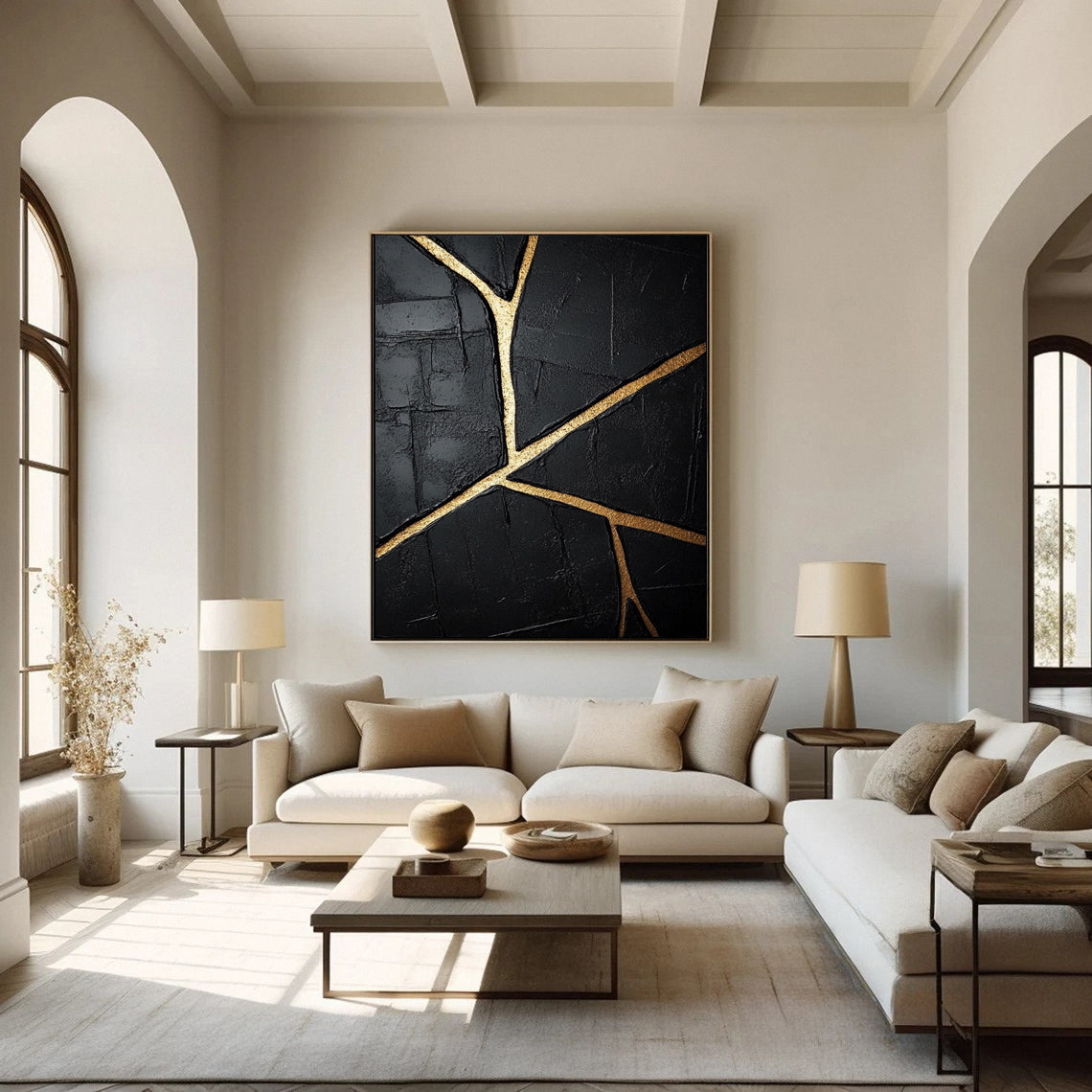 Luxury Textured Wall Art in Black and Gold for Upscale Interior Design #BM 110