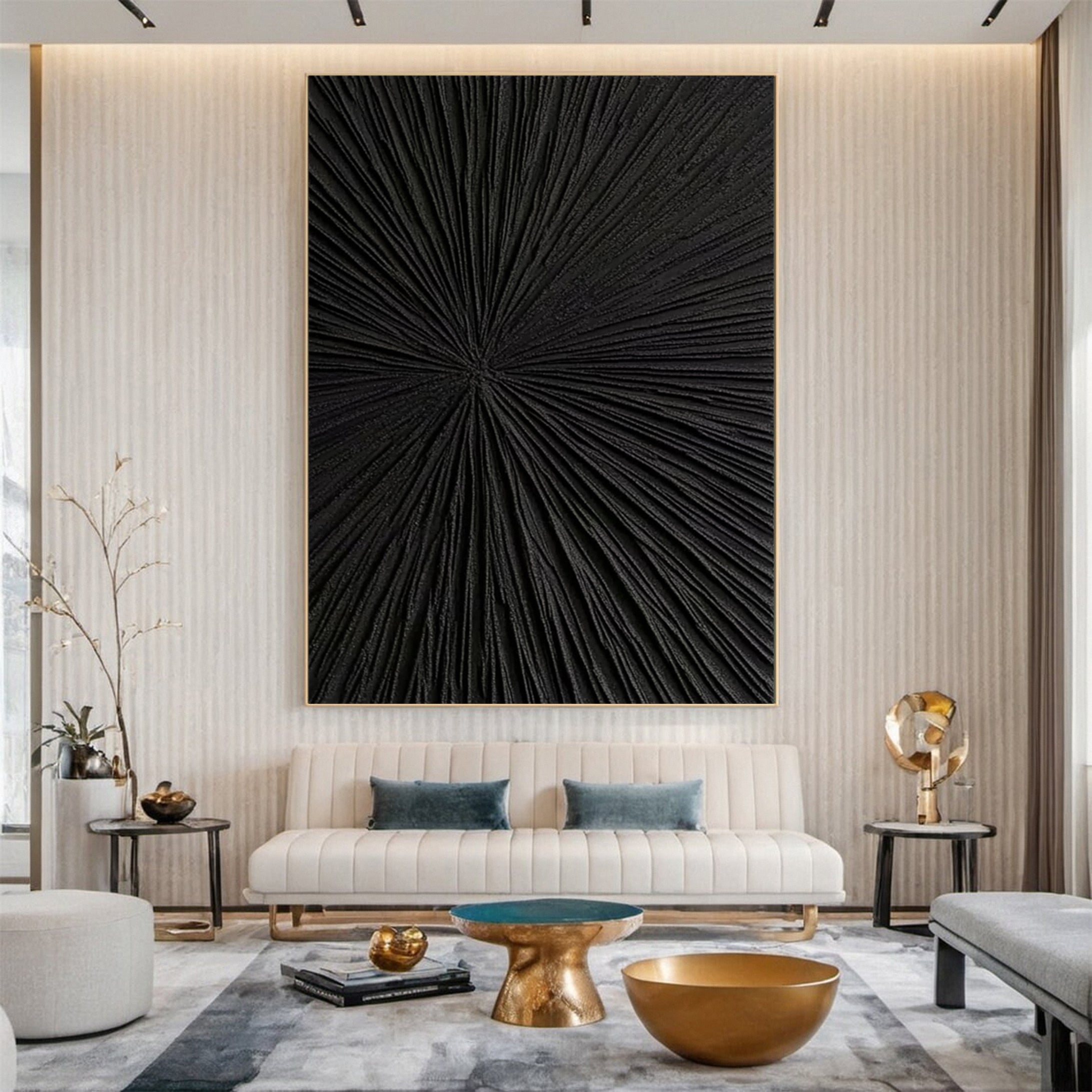 Monochrome Elegance Textured Black Abstract Wall Art #BM 122