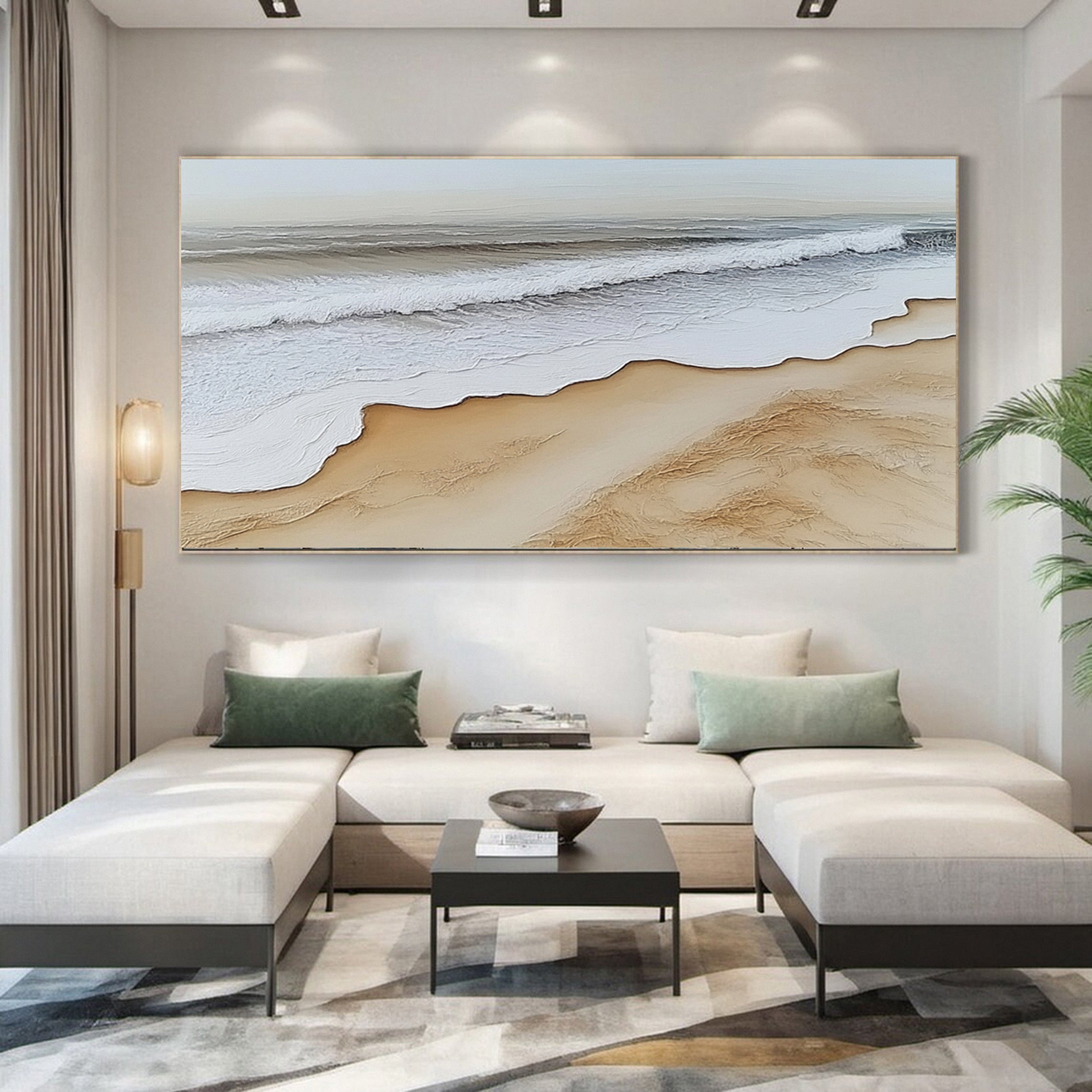 Large Abstract Seascape Canvas Textured Waves for Elegant Interiors #OP 030