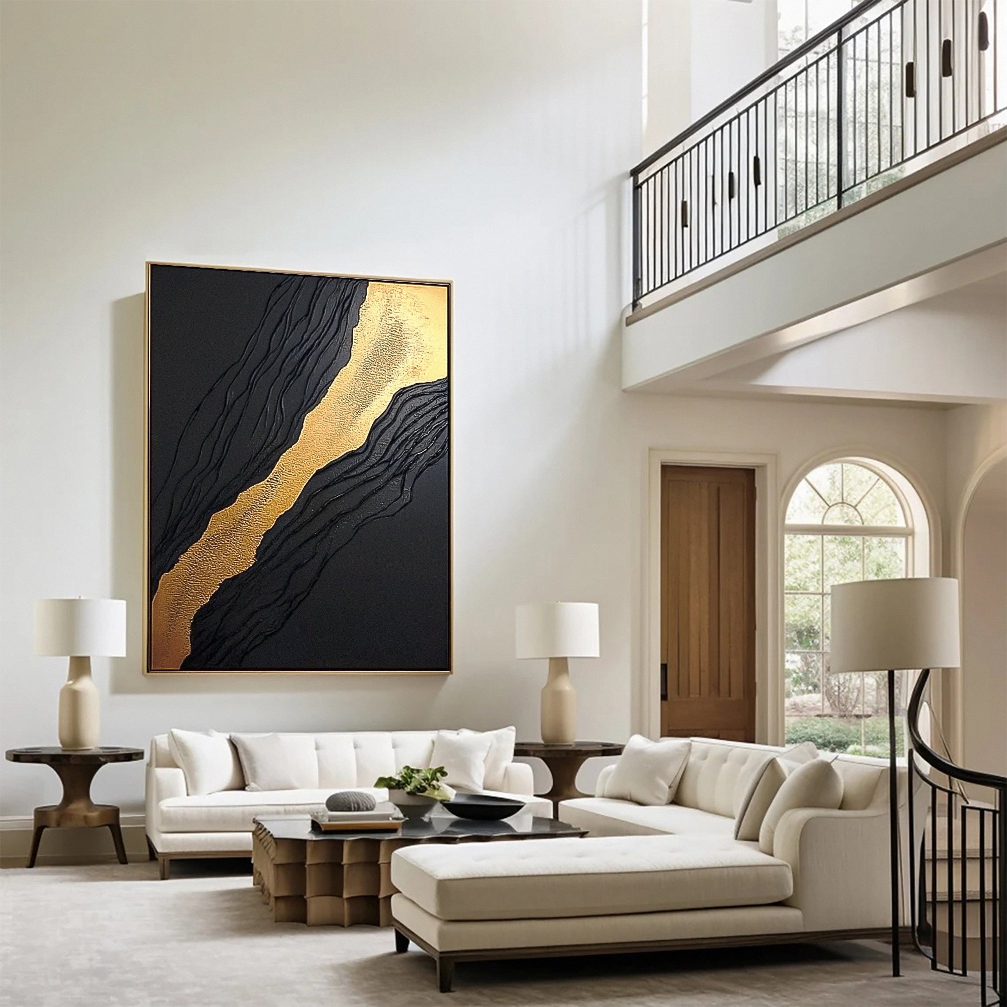 Luxury Textured Wall Art in Black and Gold for Upscale Interior Design #BM 117