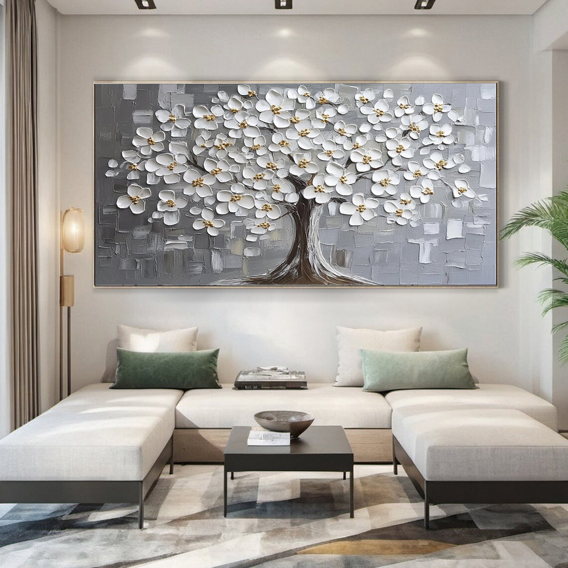 Luxurious Silver Tree Canvas Print Tranquil Home Art #CAP 036