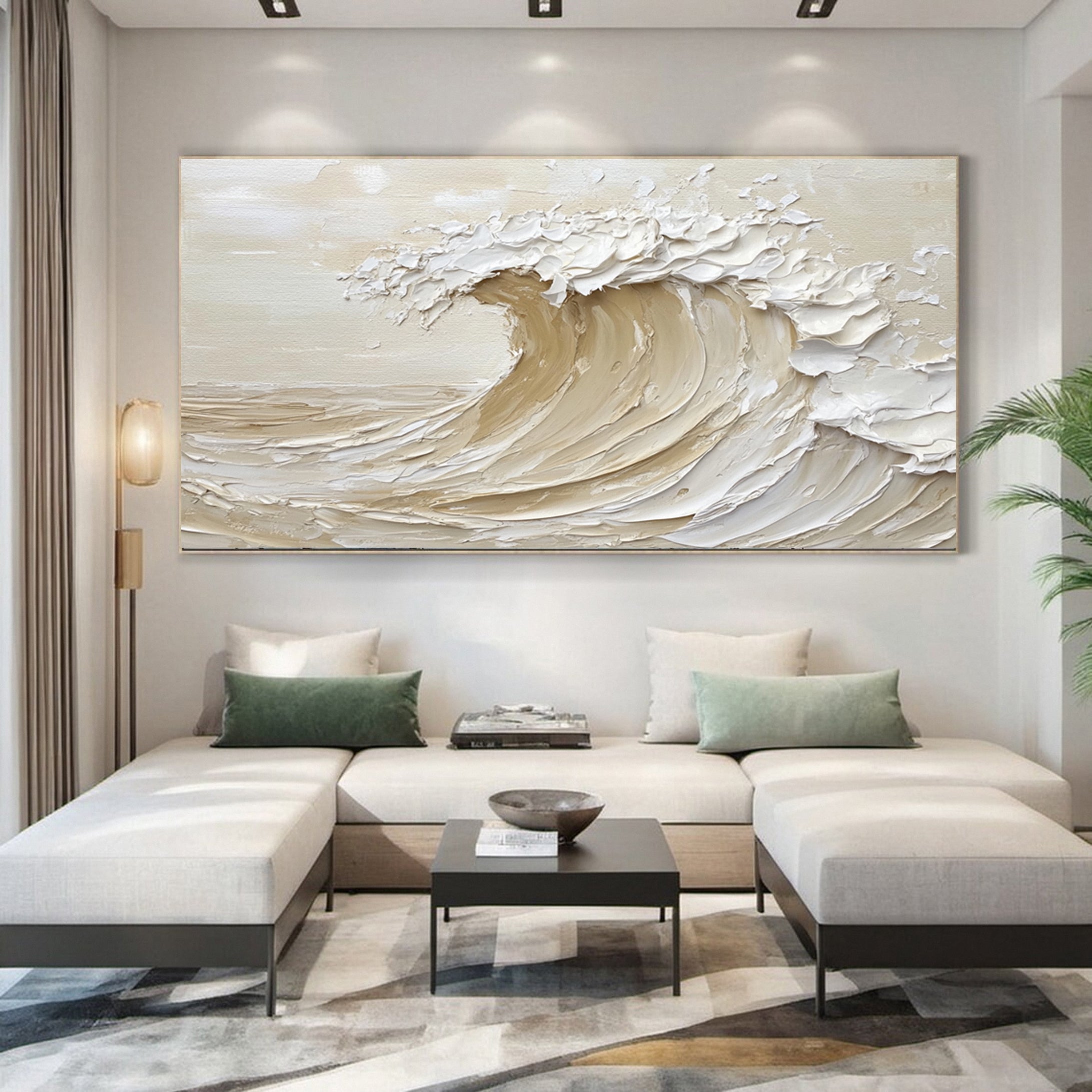 Large Abstract Seascape Canvas Textured Waves for Elegant Interiors #OP 033