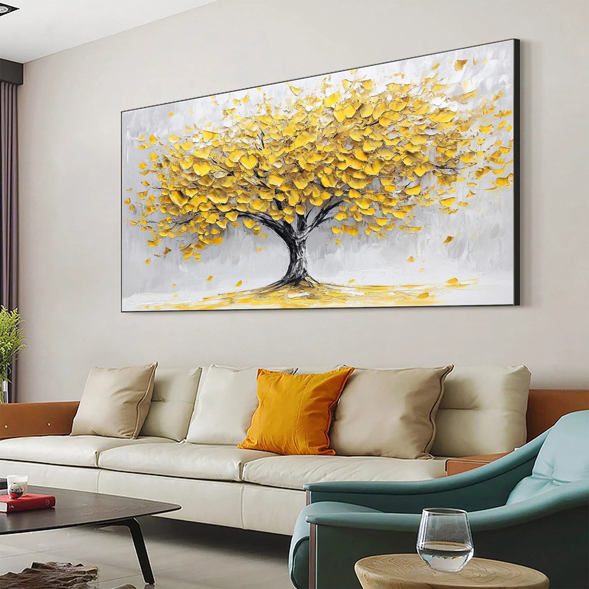 Golden Foliage Canvas Print Timeless Wall Art for Elegant Homes #CAP 037