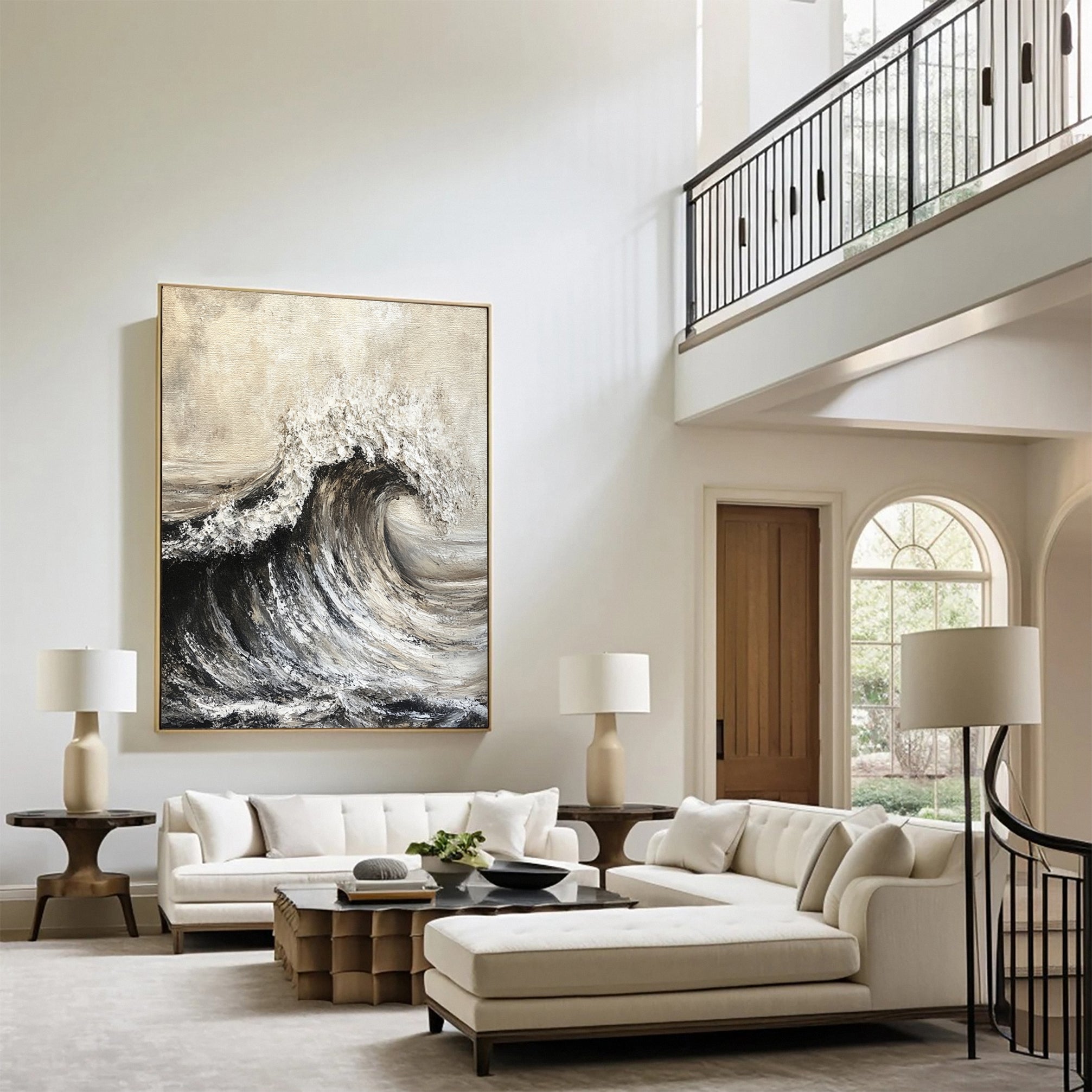 Luxury Ocean Wave Art with 3D Textured Finish for Upscale Homes #OP 038