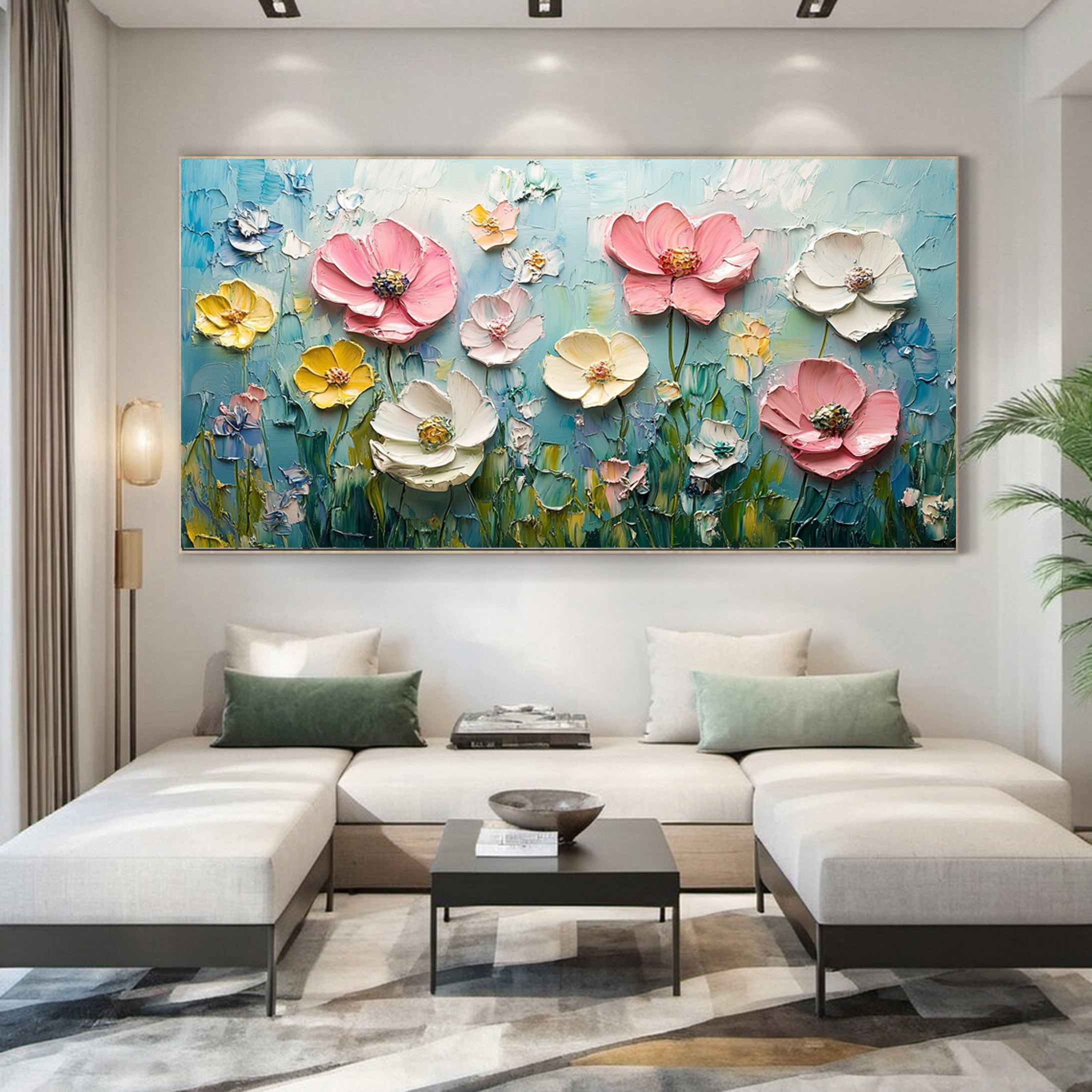 Vibrant Lotus Flower Painting 3D Textured Canvas Art for Modern Homes #CAP 035