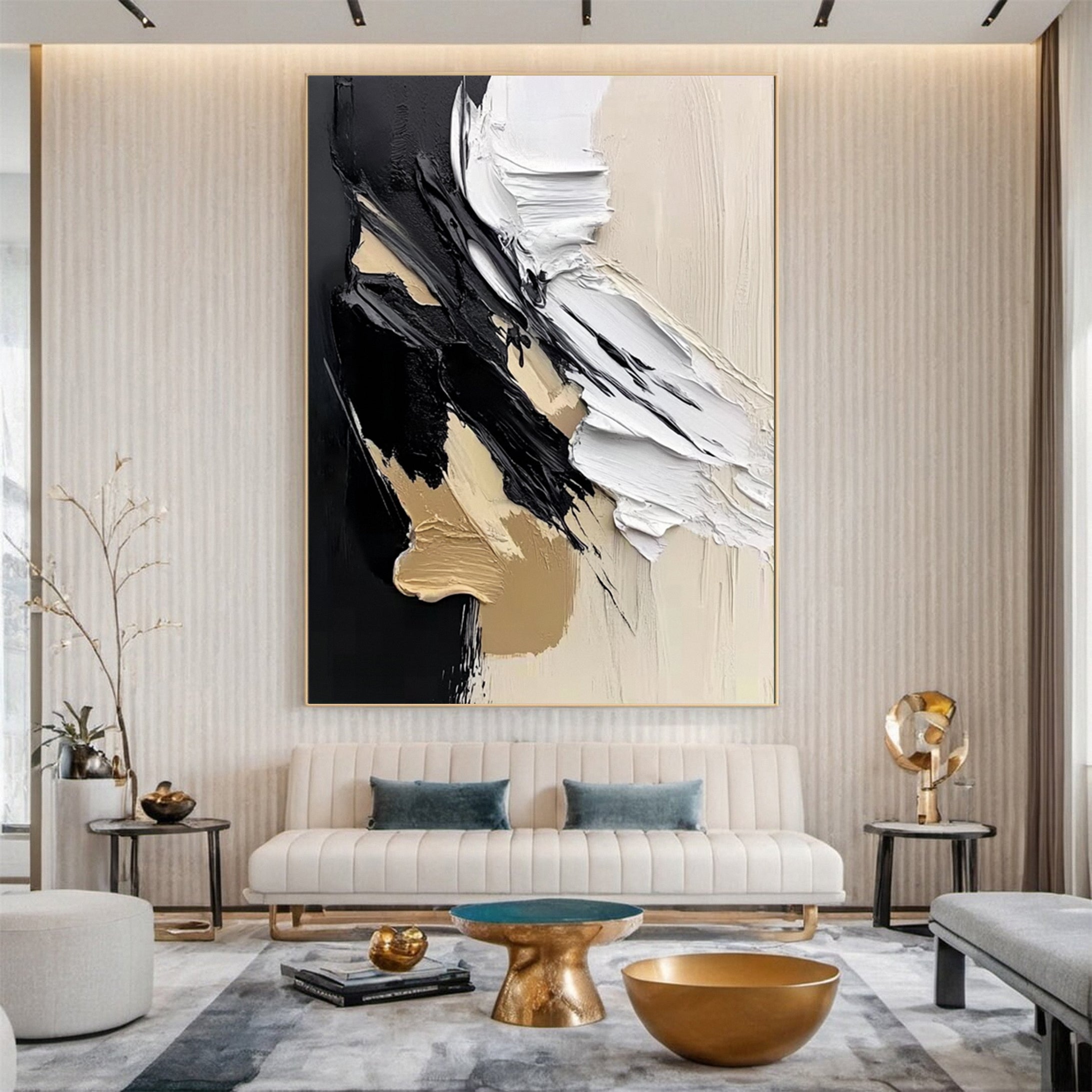 Modern Art Canvas Bold Textures and Metallic Gold Accents #BBM 062