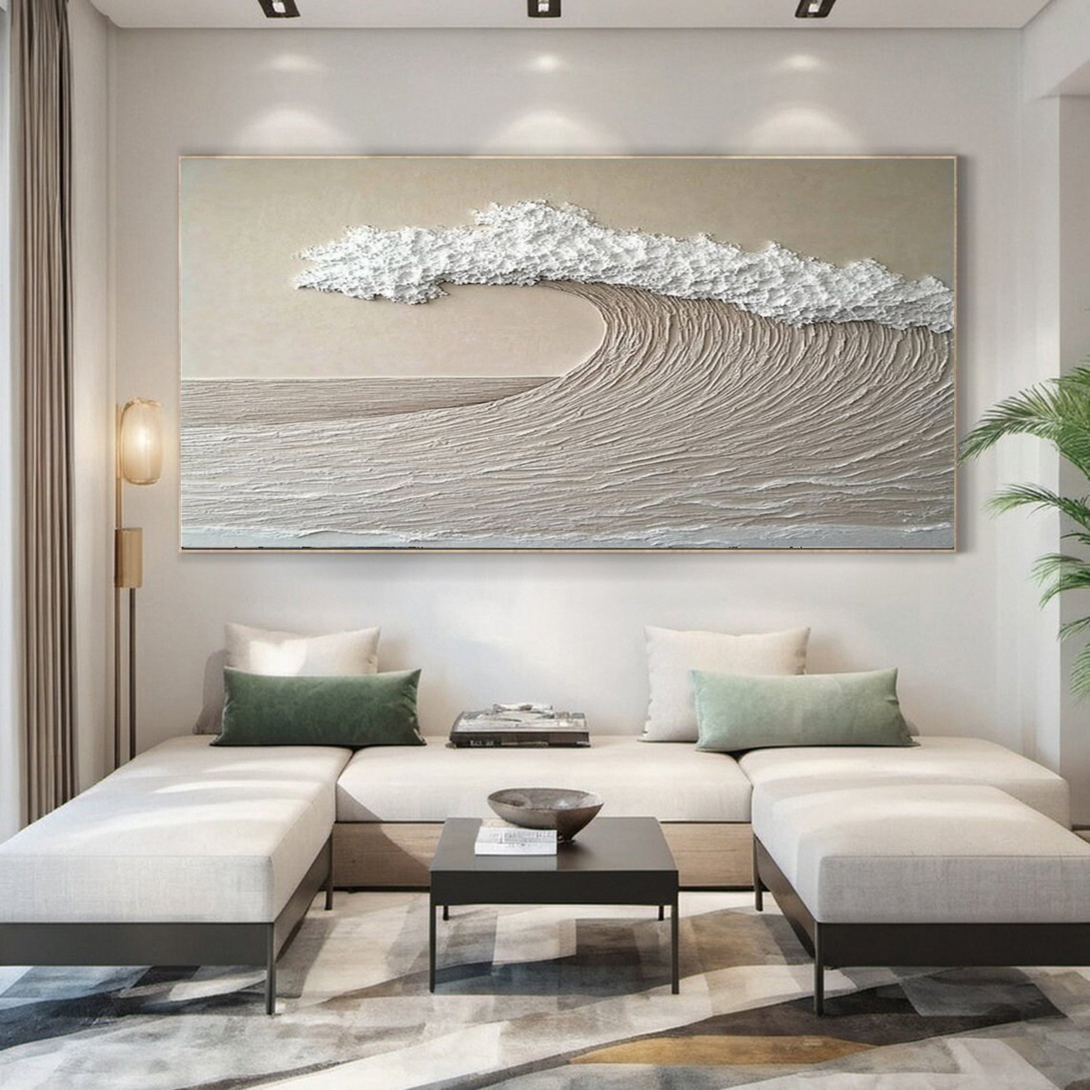 Large Abstract Seascape Canvas Textured Waves for Elegant Interiors #OP 032