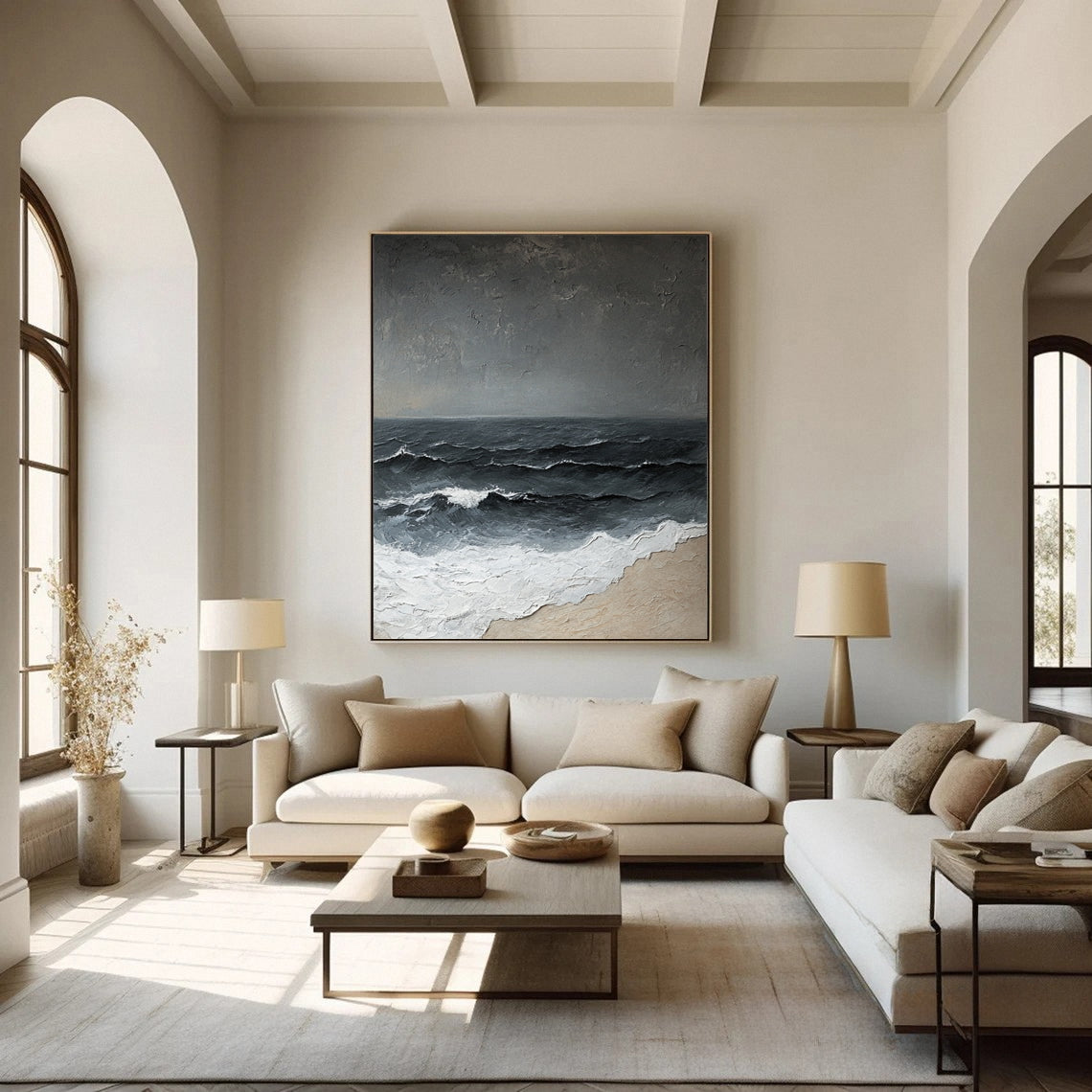 Luxury Ocean Wave Art with 3D Textured Finish for Upscale Homes #OP 042