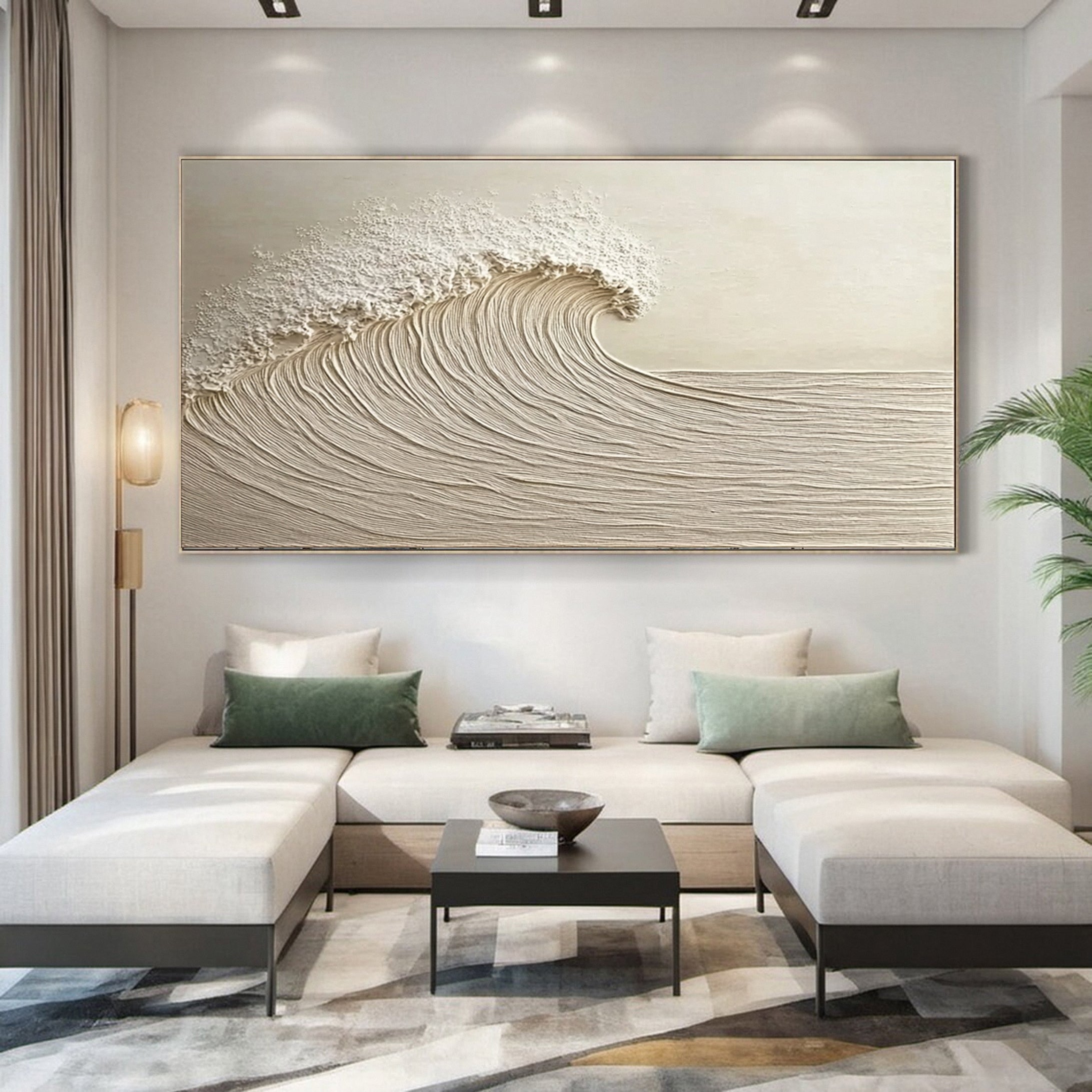 Large Abstract Seascape Canvas Textured Waves for Elegant Interiors #OP 034