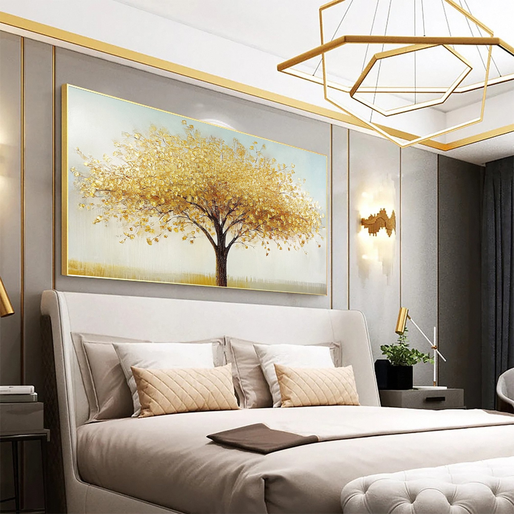 Golden Foliage Canvas Print Timeless Wall Art for Elegant Homes #CAP 040