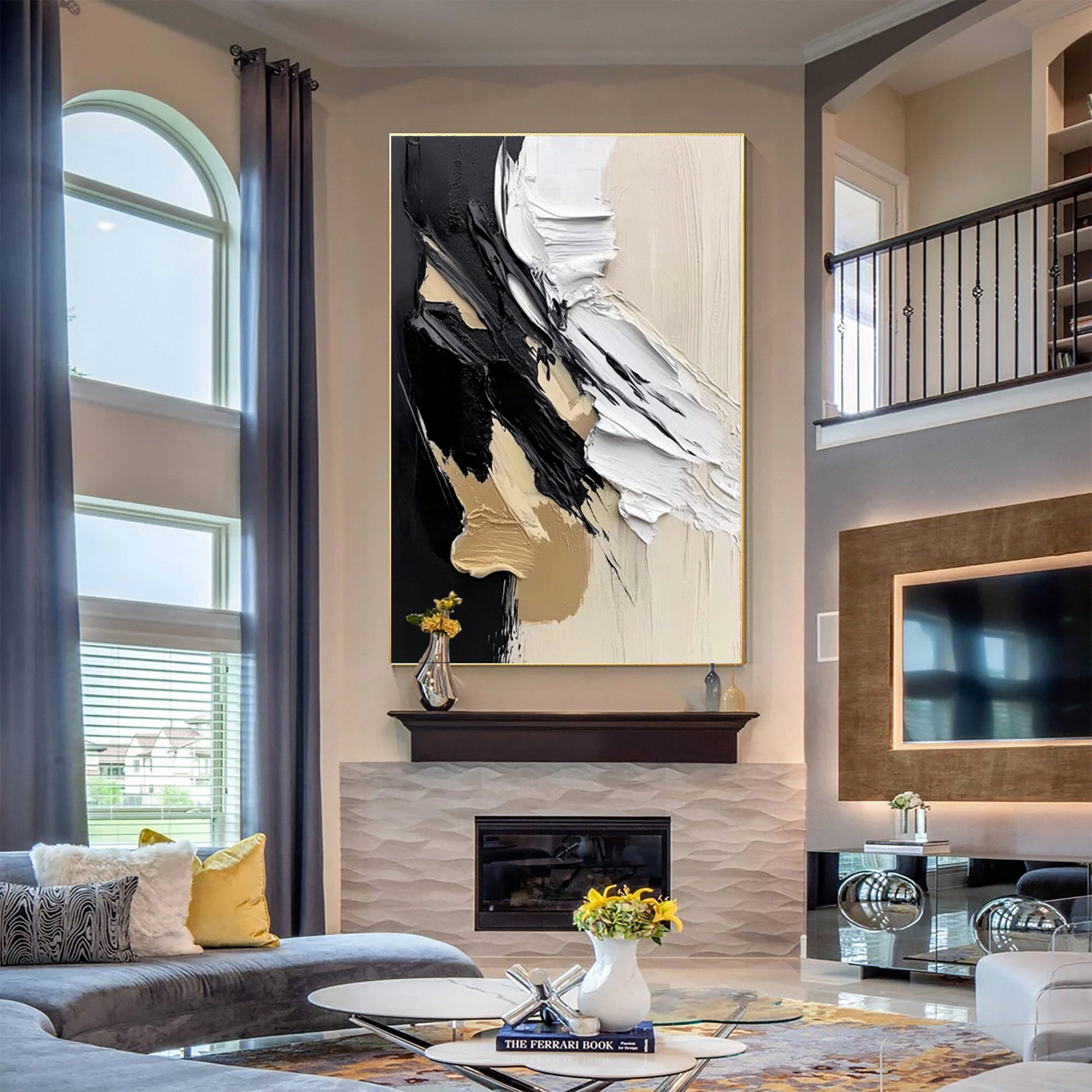 Modern Art Canvas Bold Textures and Metallic Gold Accents #BBM 062