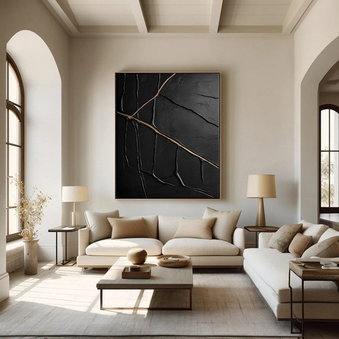 Luxury Textured Wall Art in Black and Gold for Upscale Interior Design #BM 111