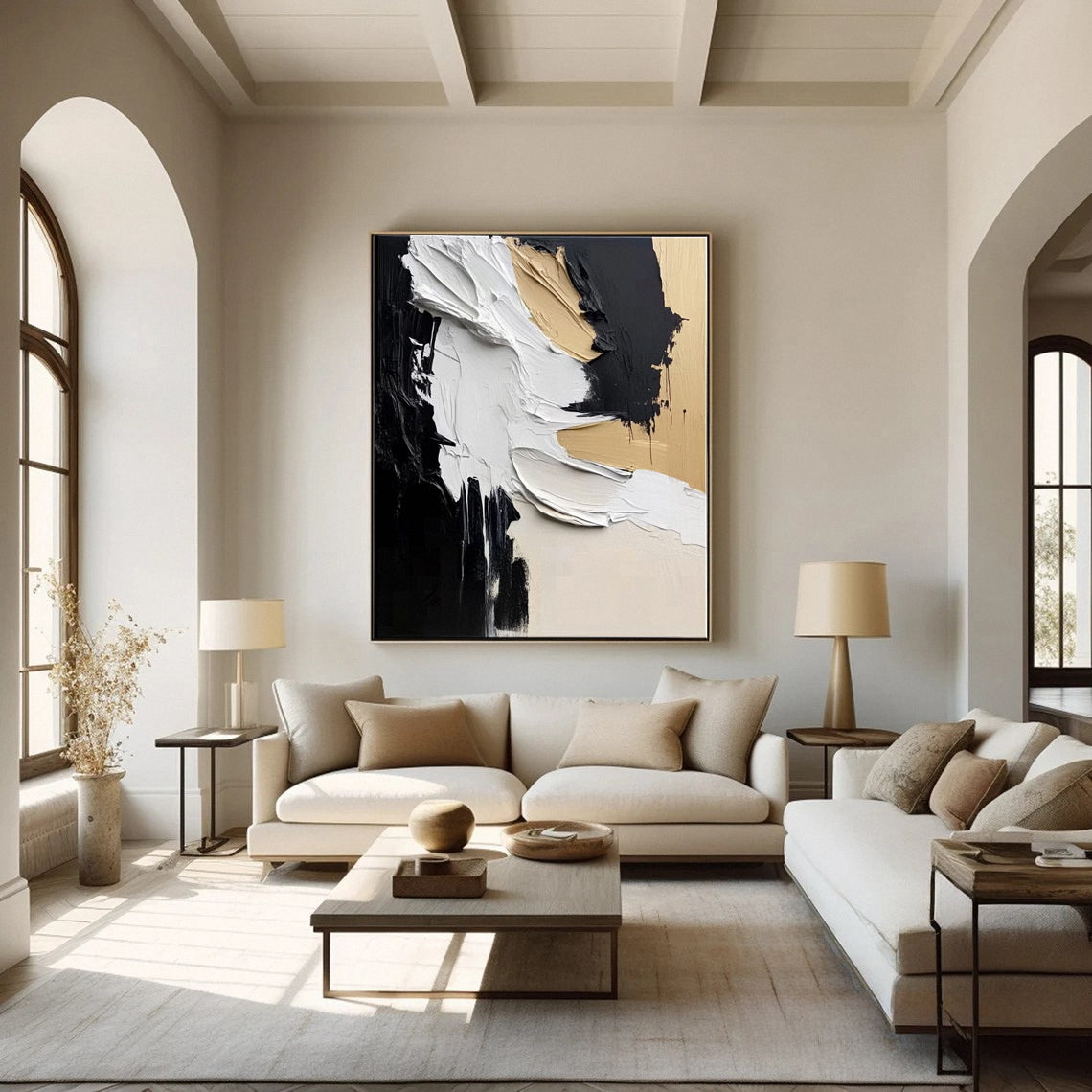 Modern Art Canvas Bold Textures and Metallic Gold Accents #BBM 063