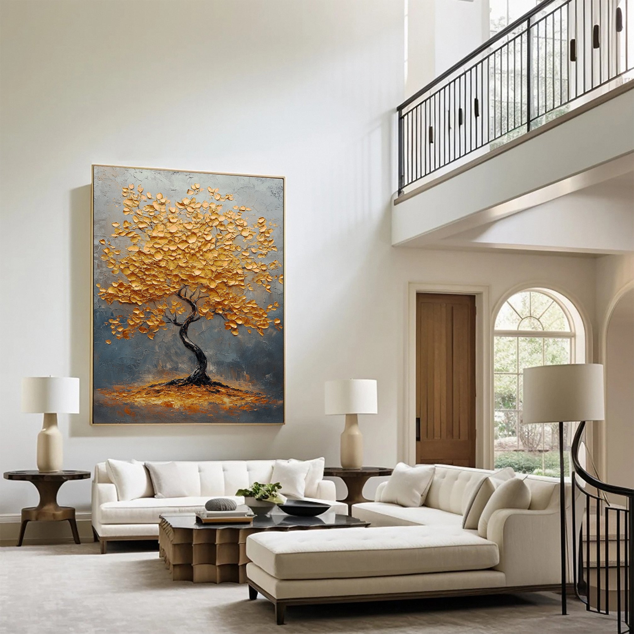 Golden Foliage Canvas Print Timeless Wall Art for Elegant Homes #CAP 042