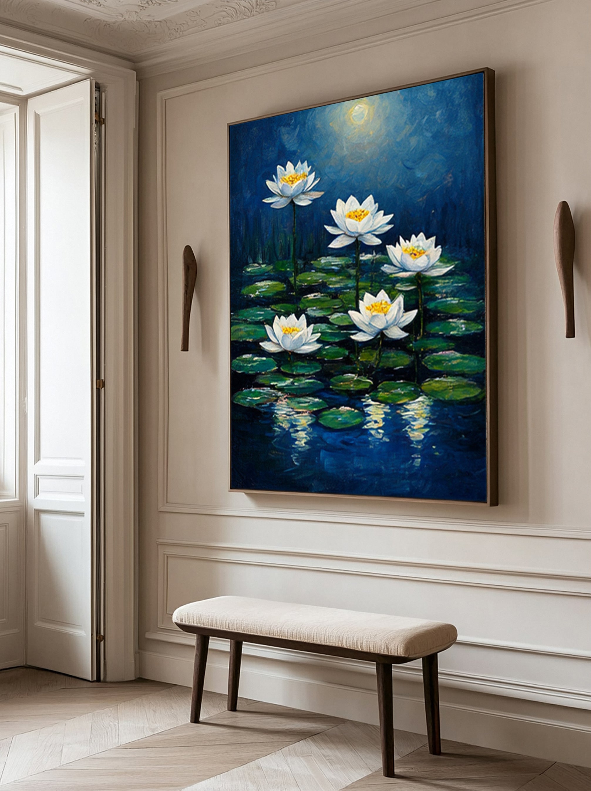 Modern Painting Recalling Monet's Serene Water Lily Scenes #BGA 363