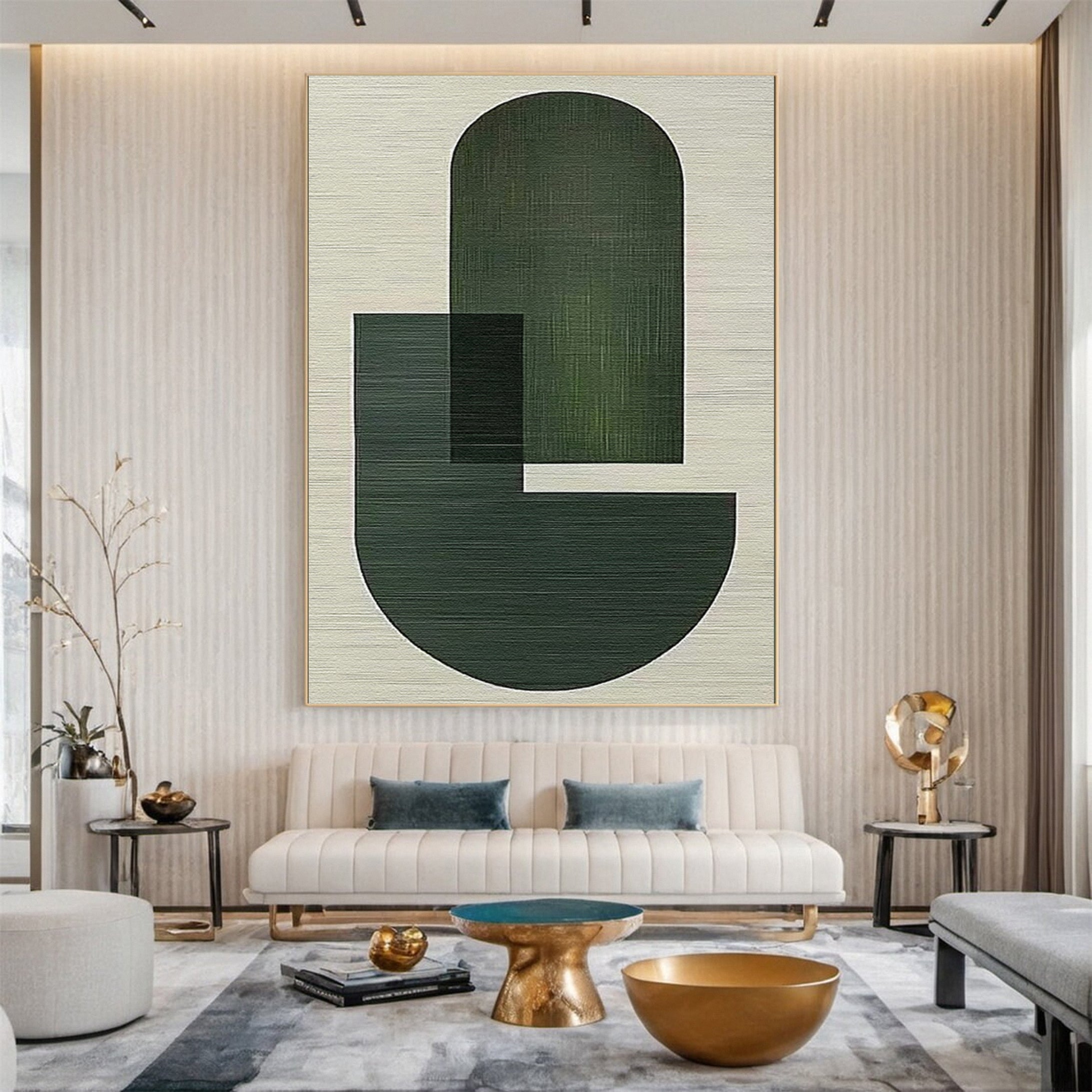 Tranquil Abstract Green and White Canvas for Modern Homes #BGA 028