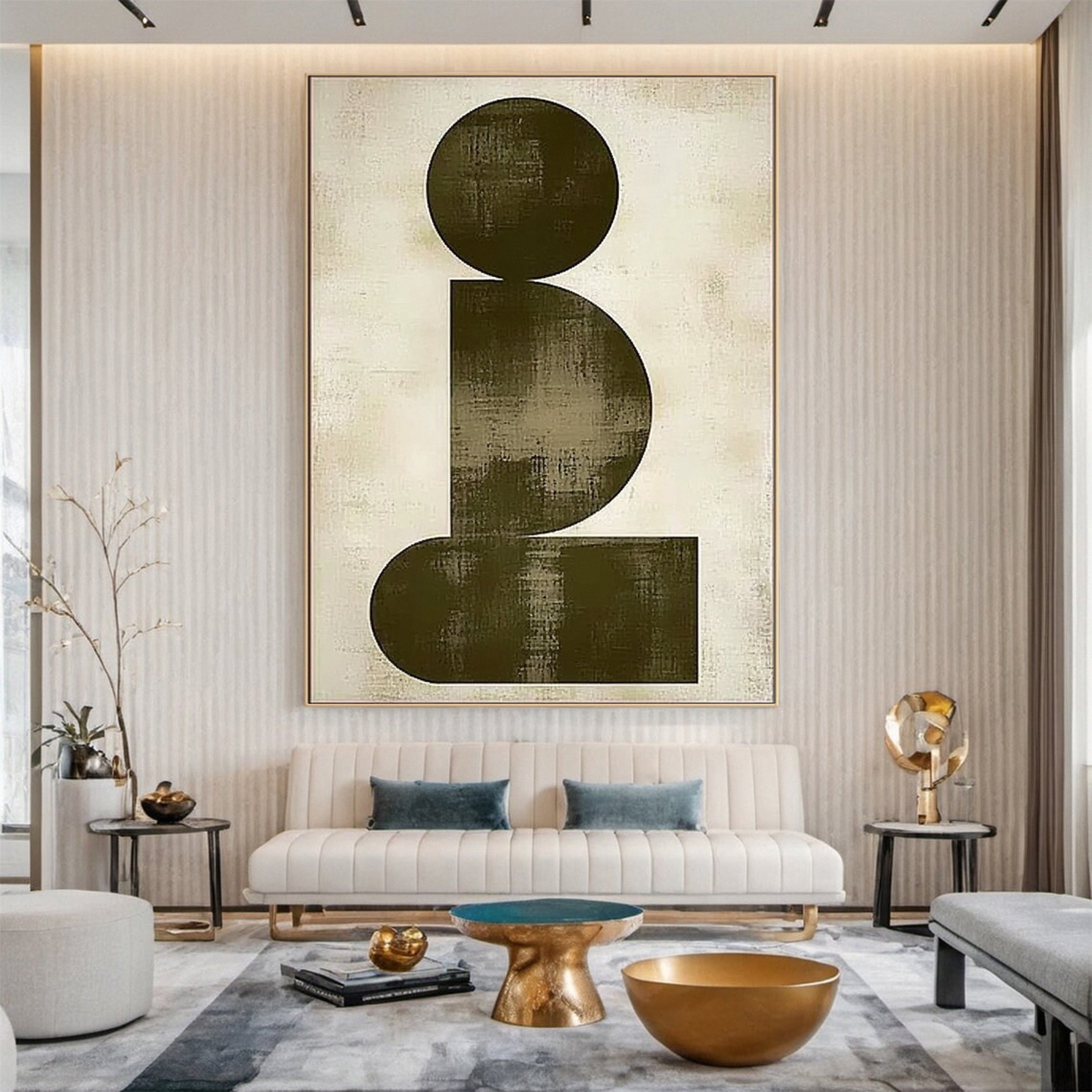 Large Wabi Sabi Geometric Abstract Canvas Art #WS 047