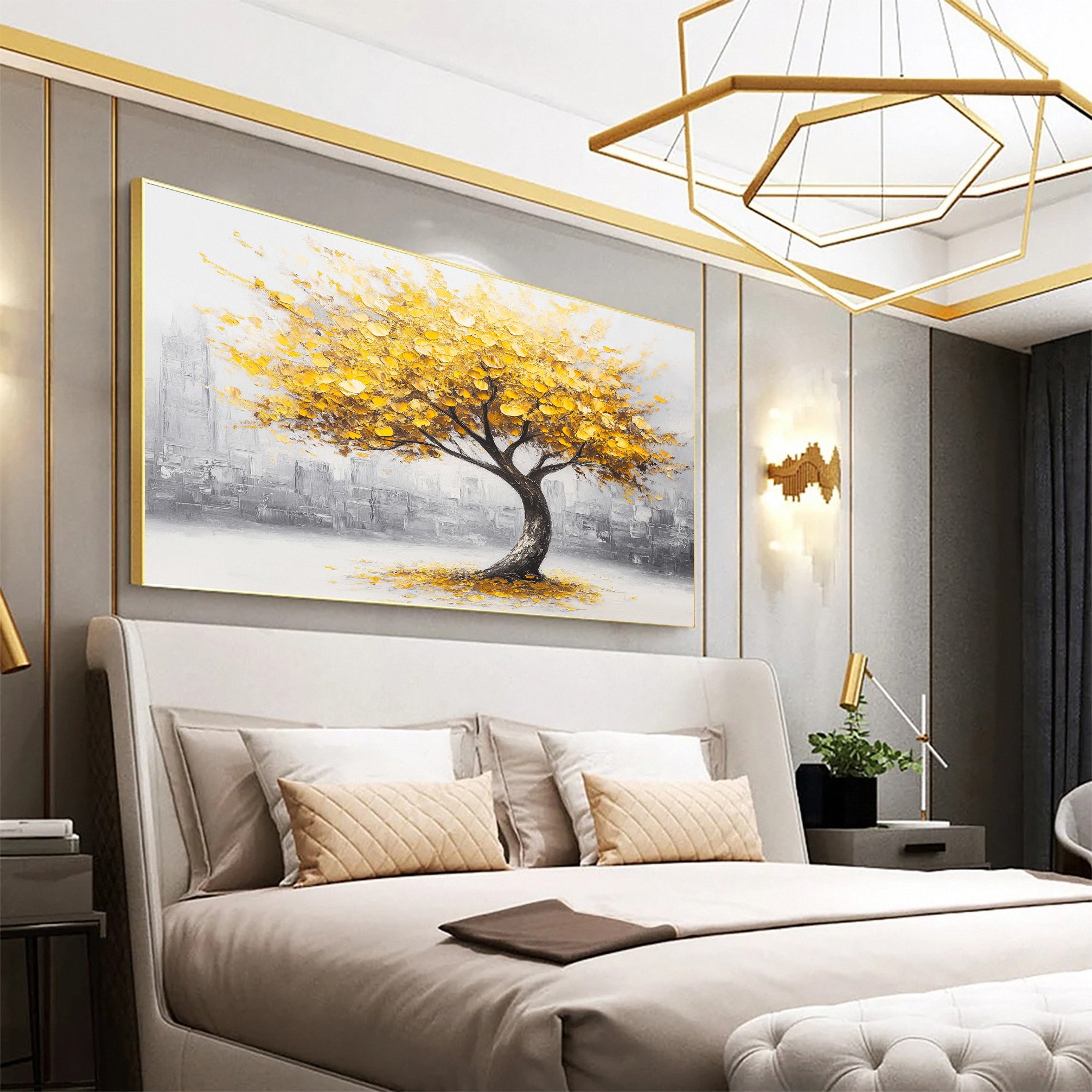 Golden Foliage Canvas Print Timeless Wall Art for Elegant Homes #CAP 038