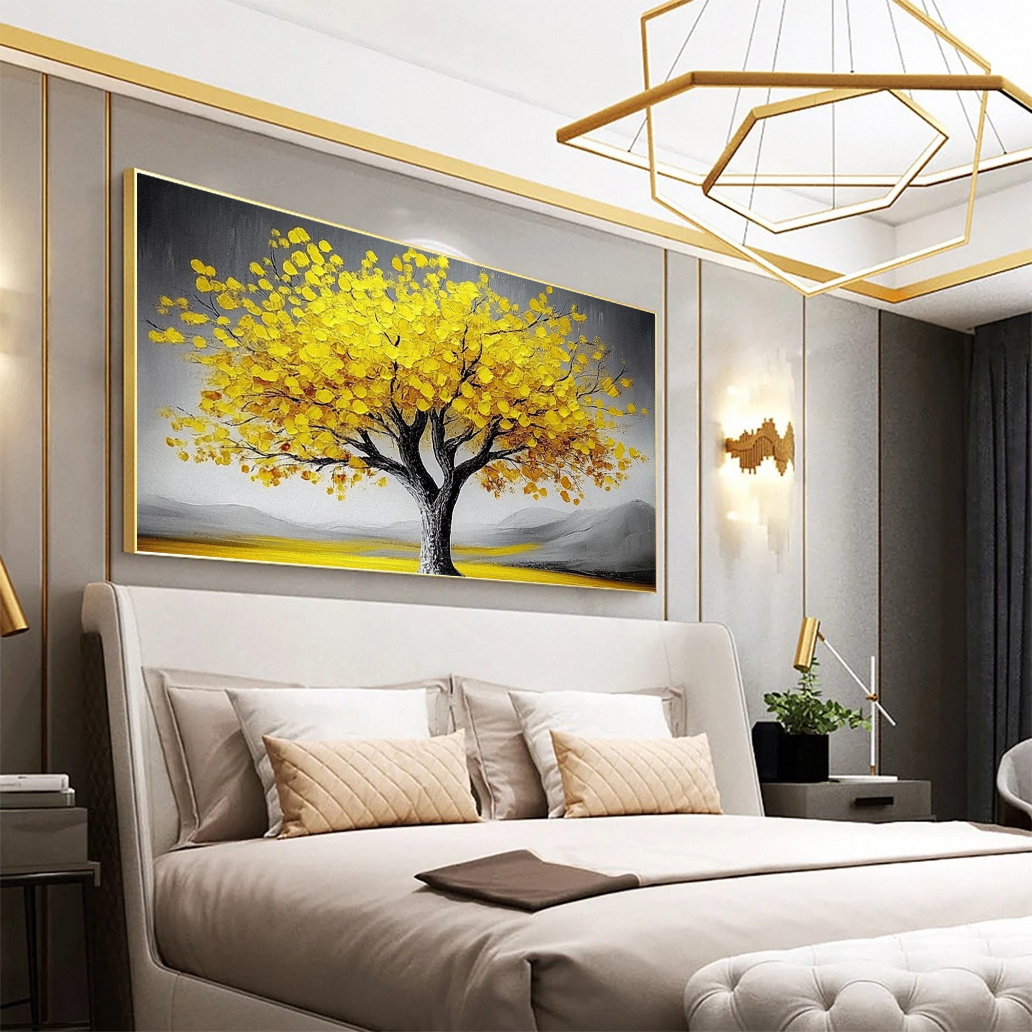 Golden Foliage Canvas Print Timeless Wall Art for Elegant Homes #CAP 041