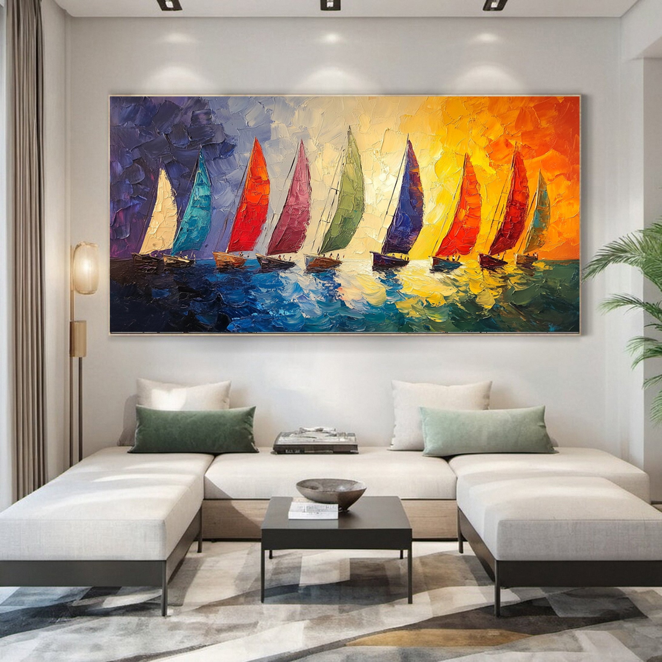 Ocean Odyssey Colorful Sailboats on Canvas #CAP 048