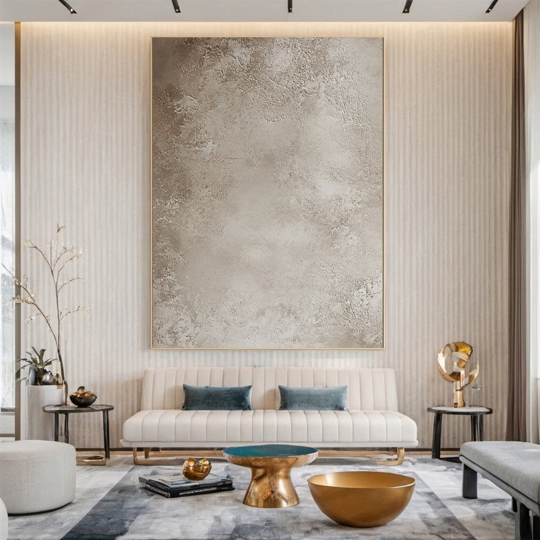 Calm Canvas Textured Artwork in Soft Beige #BBA 083