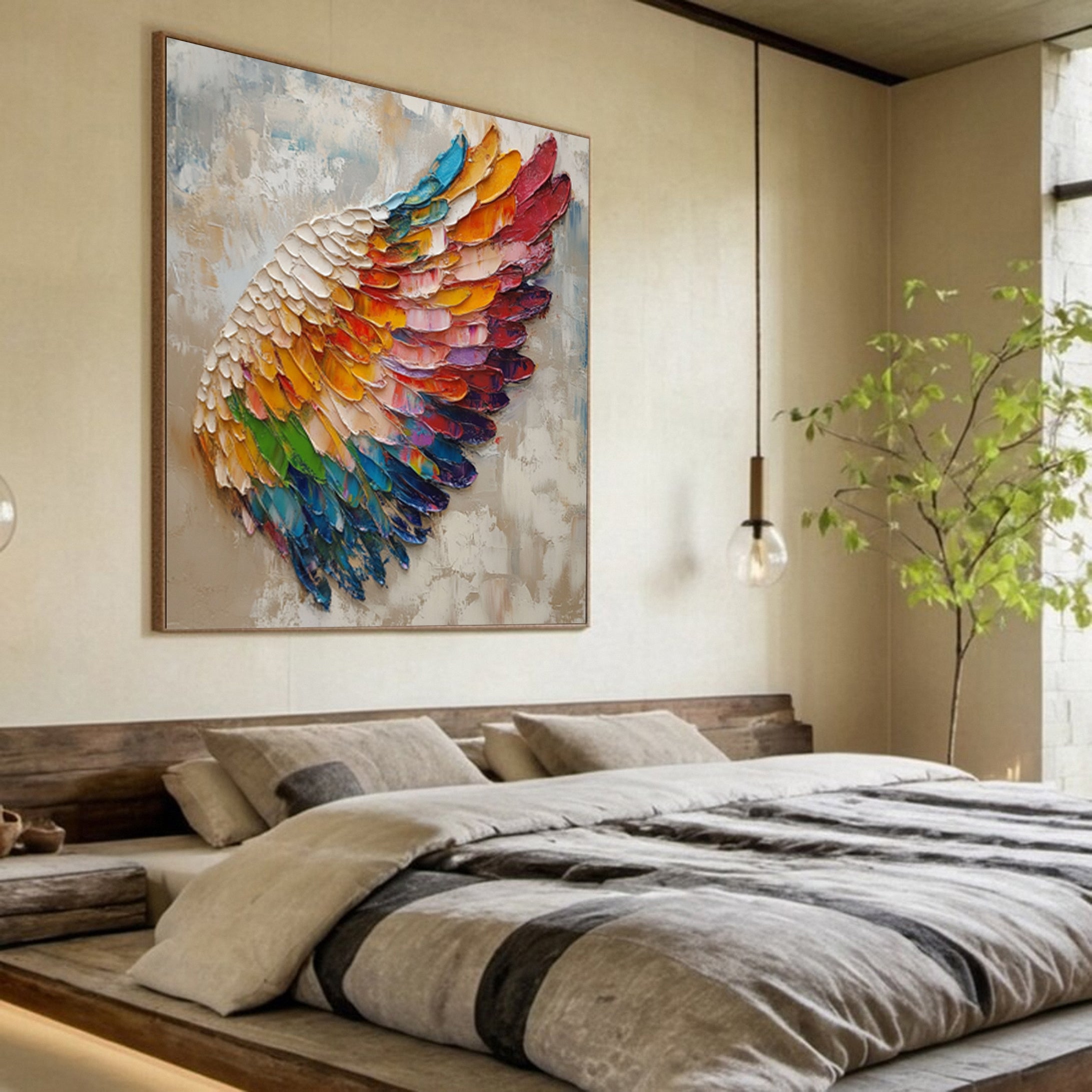 Spectrum Wing Colorful Feather Wall Art #CAP 051