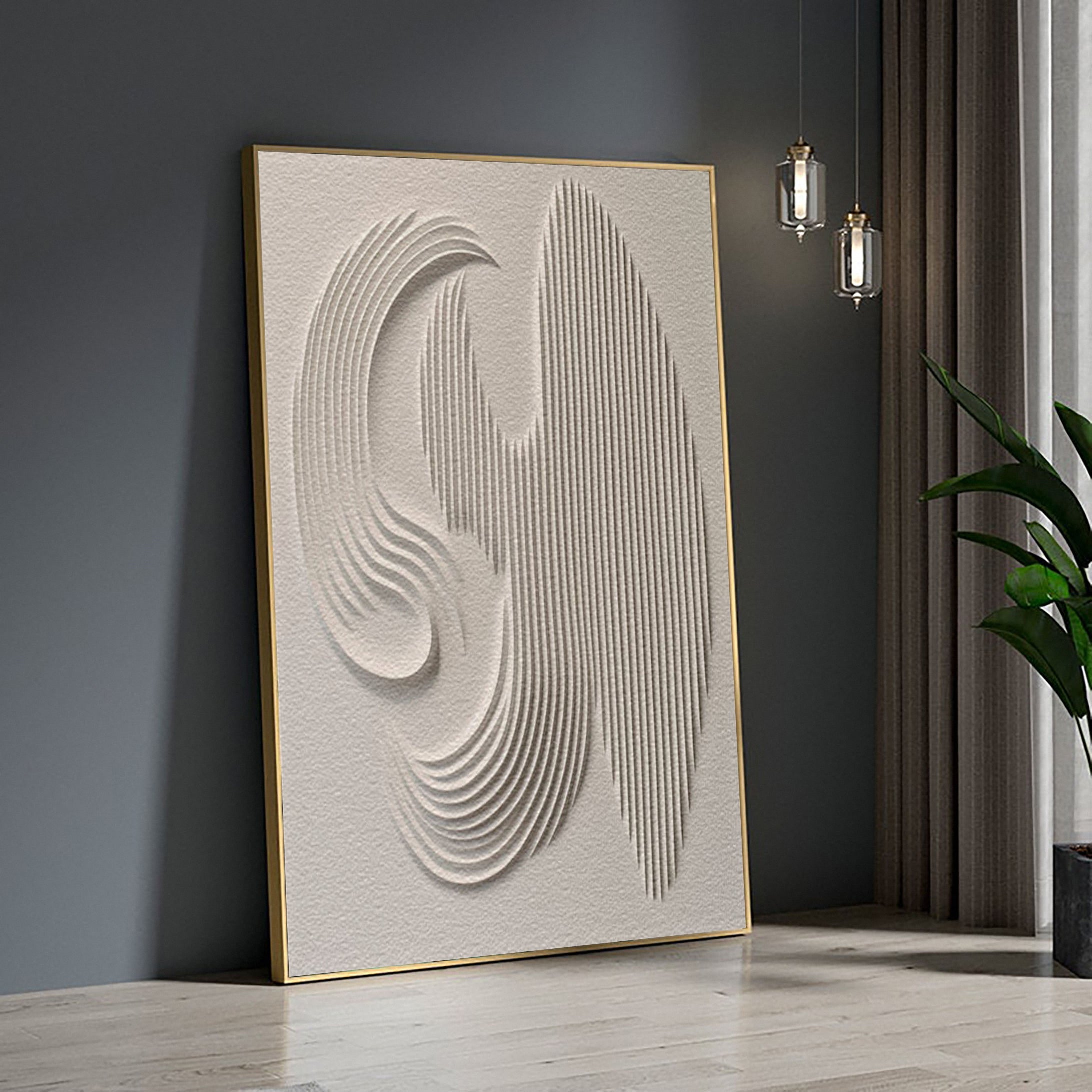 Large 3D Minimalist Abstract Canvas with Intricate Textured Design #BBM 040