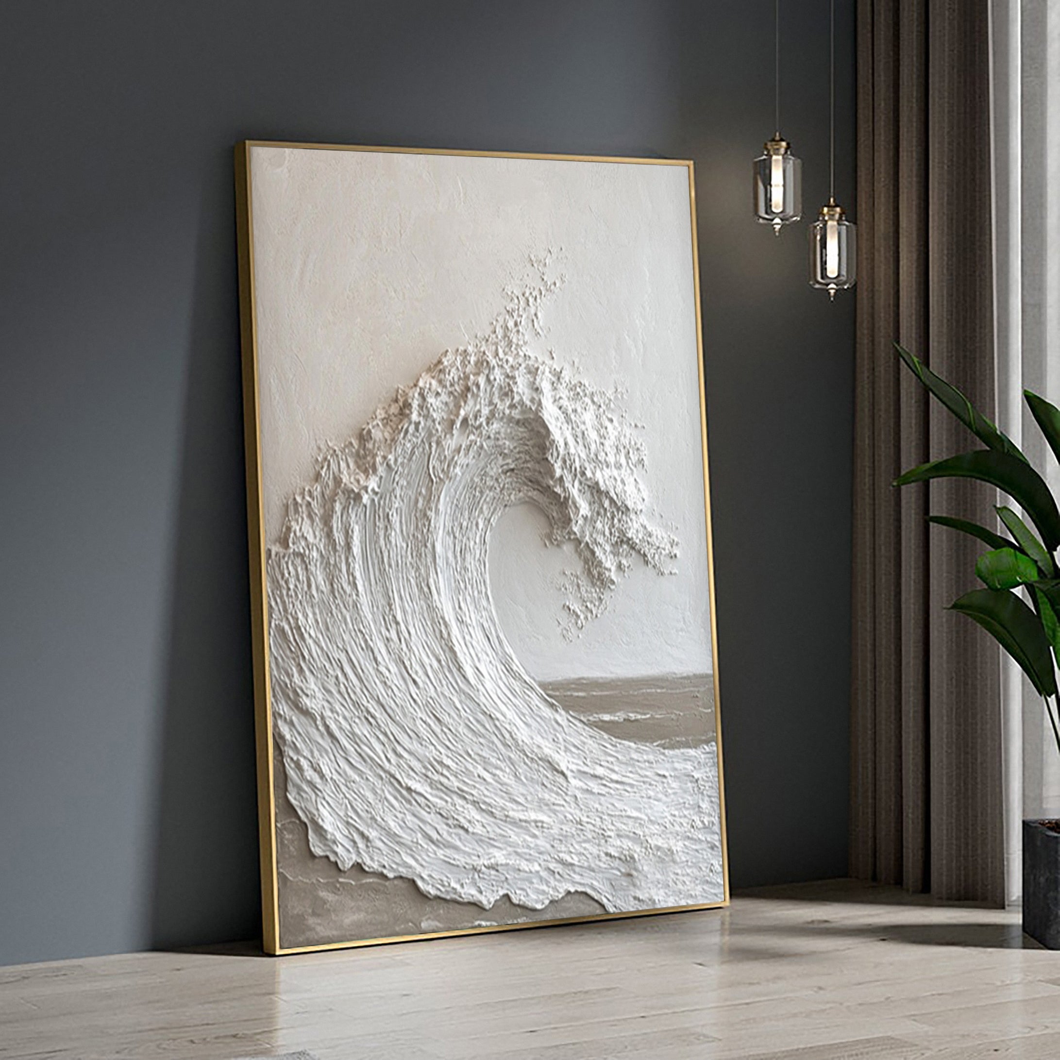 Majestic Ocean Wave Textured Canvas for Elegant Coastal Home Decor #BBM 058