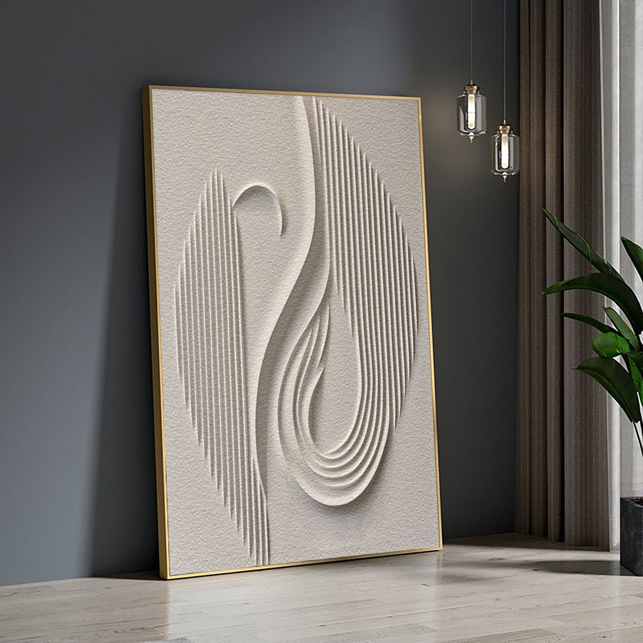 Modern Textured Canvas Art in Neutral Palette for Home Decor #BBM 043