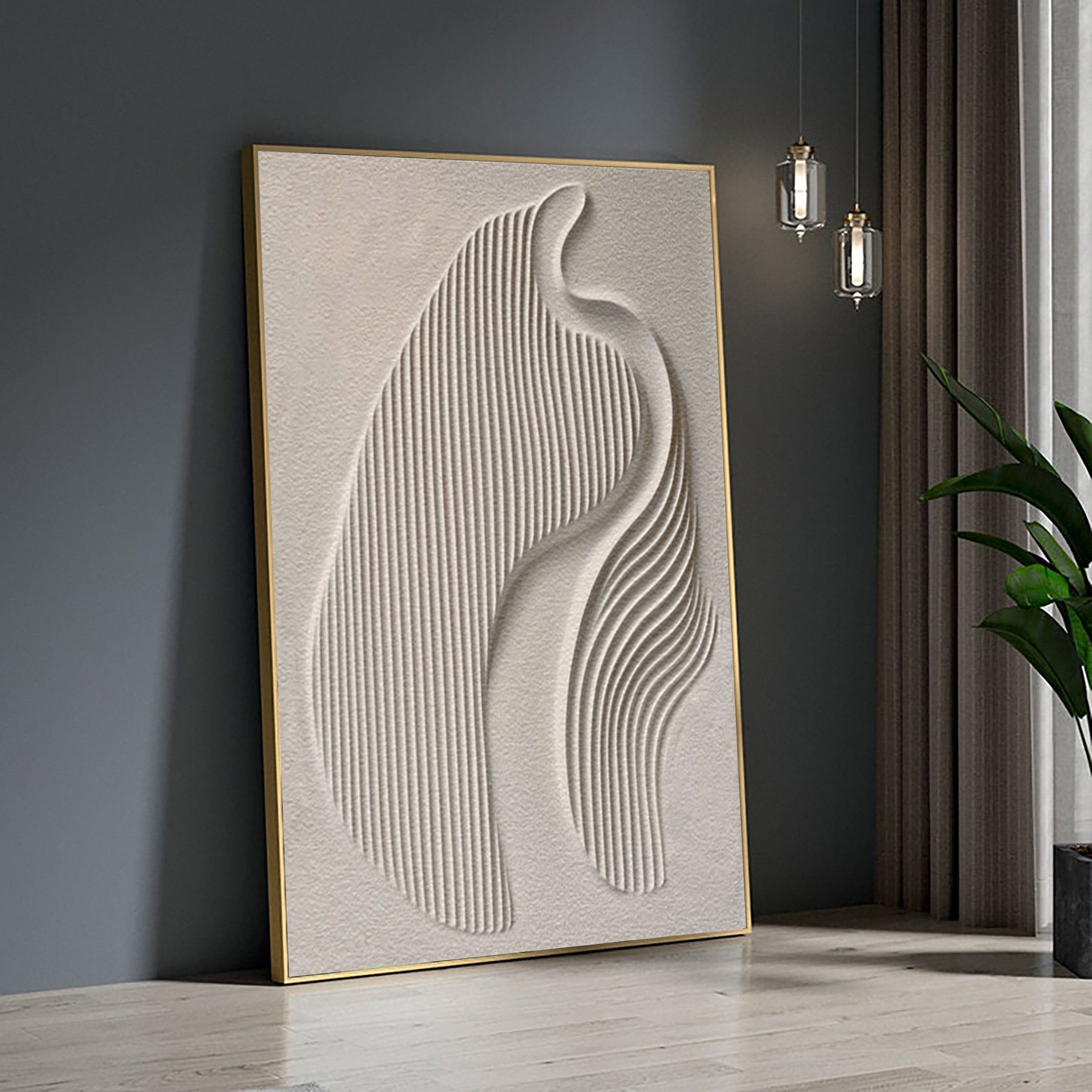 Large 3D Minimalist Abstract Canvas with Intricate Textured Design #BBM 042