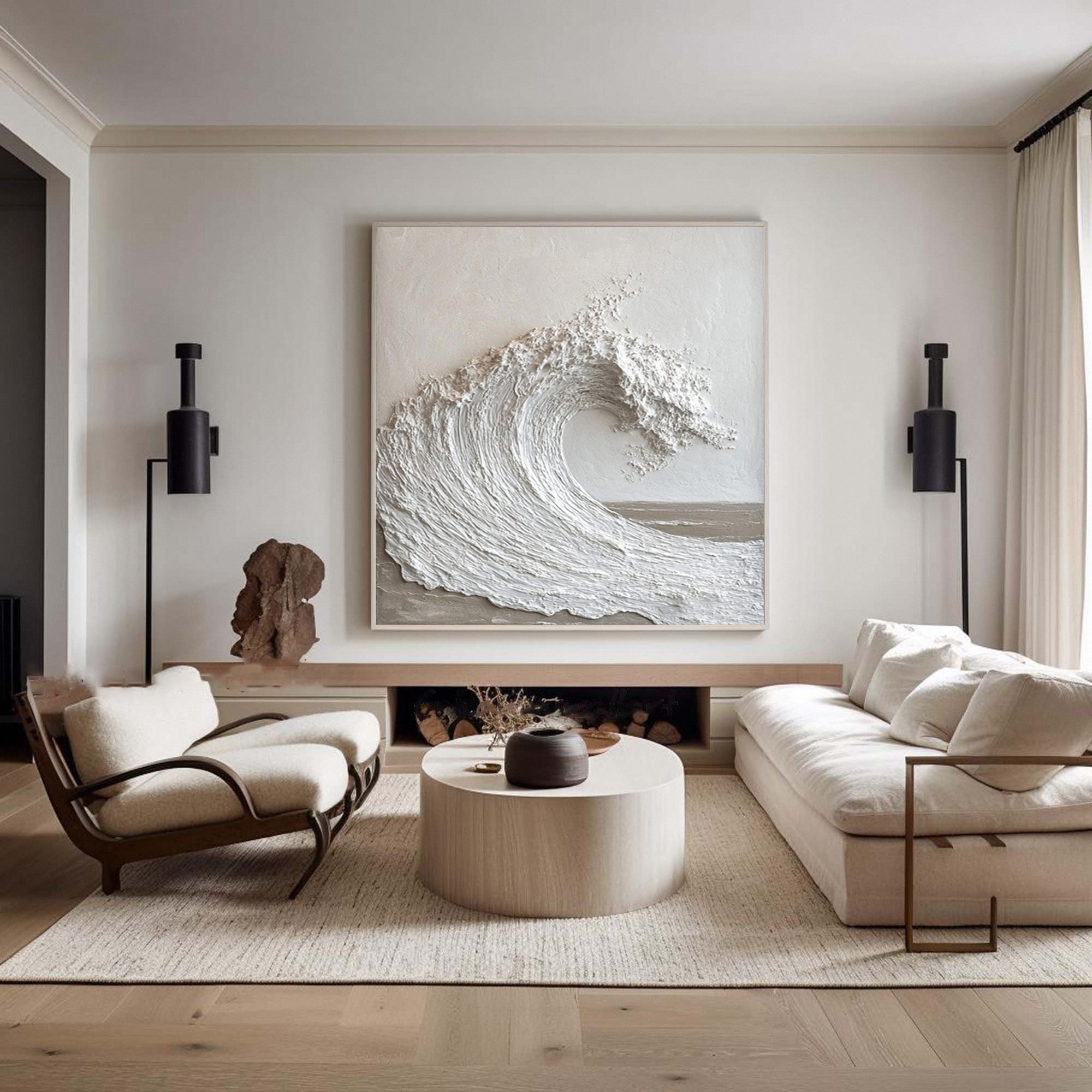 Majestic Ocean Wave Textured Canvas for Elegant Coastal Home Decor #BBM 059