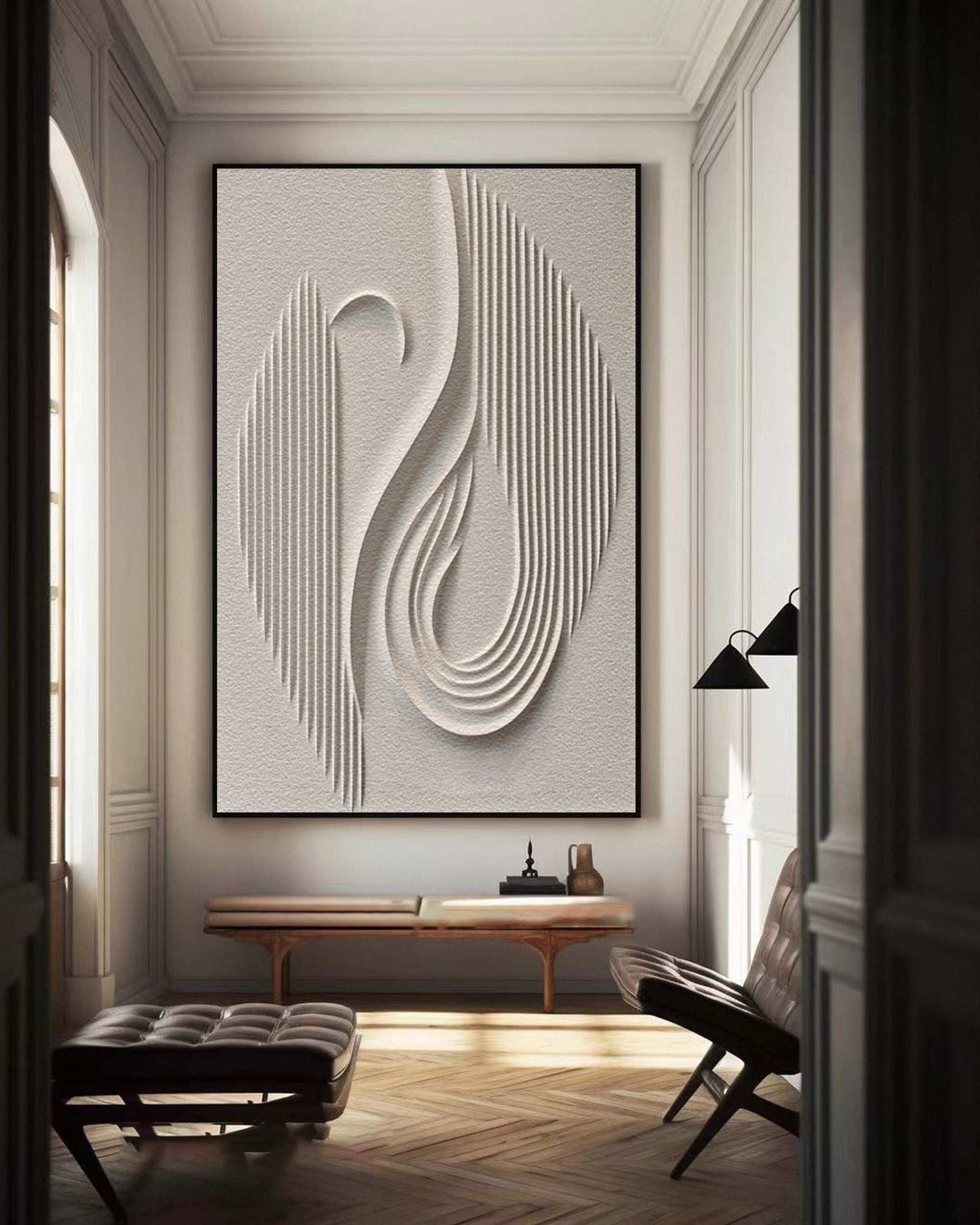 Modern Textured Canvas Art in Neutral Palette for Home Decor #BBM 043