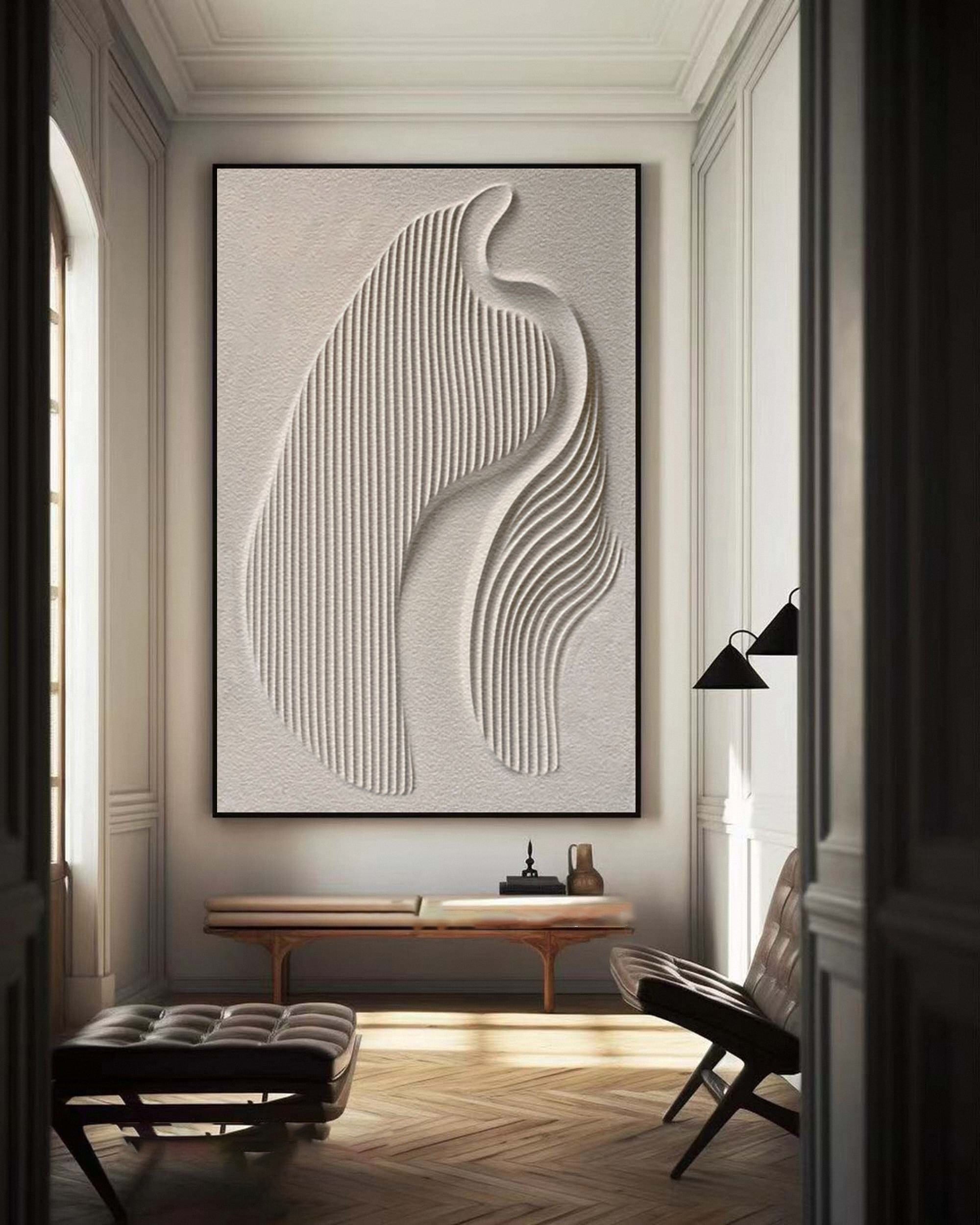 Large 3D Minimalist Abstract Canvas with Intricate Textured Design #BBM 042