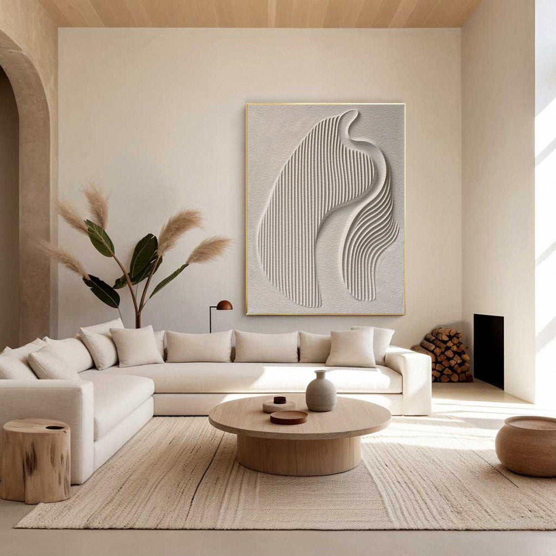 Large 3D Minimalist Abstract Canvas with Intricate Textured Design #BBM 042