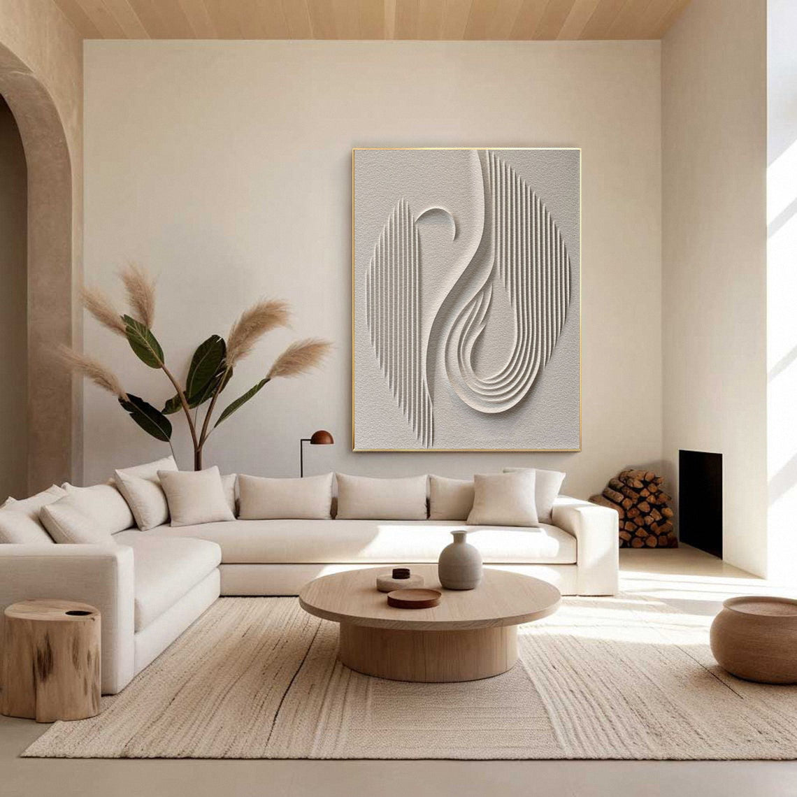 Modern Textured Canvas Art in Neutral Palette for Home Decor #BBM 043