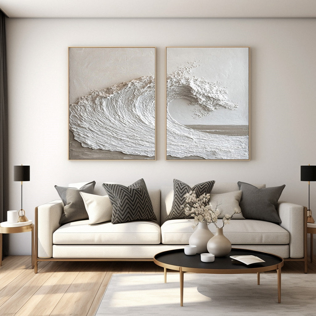 Textured Ocean Wave Art 3D Oil Painting for Modern Living Rooms #BBS 025