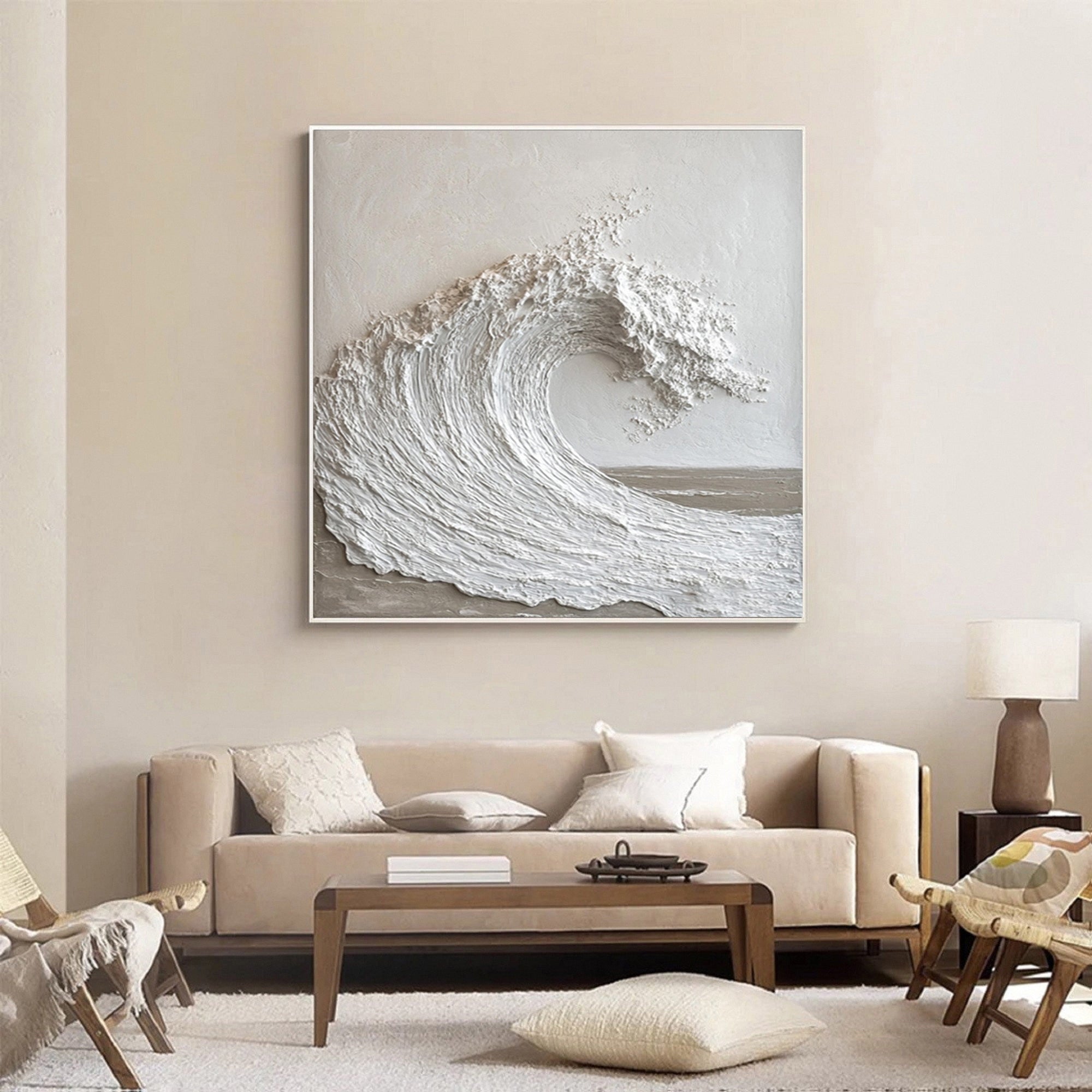 Majestic Ocean Wave Textured Canvas for Elegant Coastal Home Decor #BBM 059