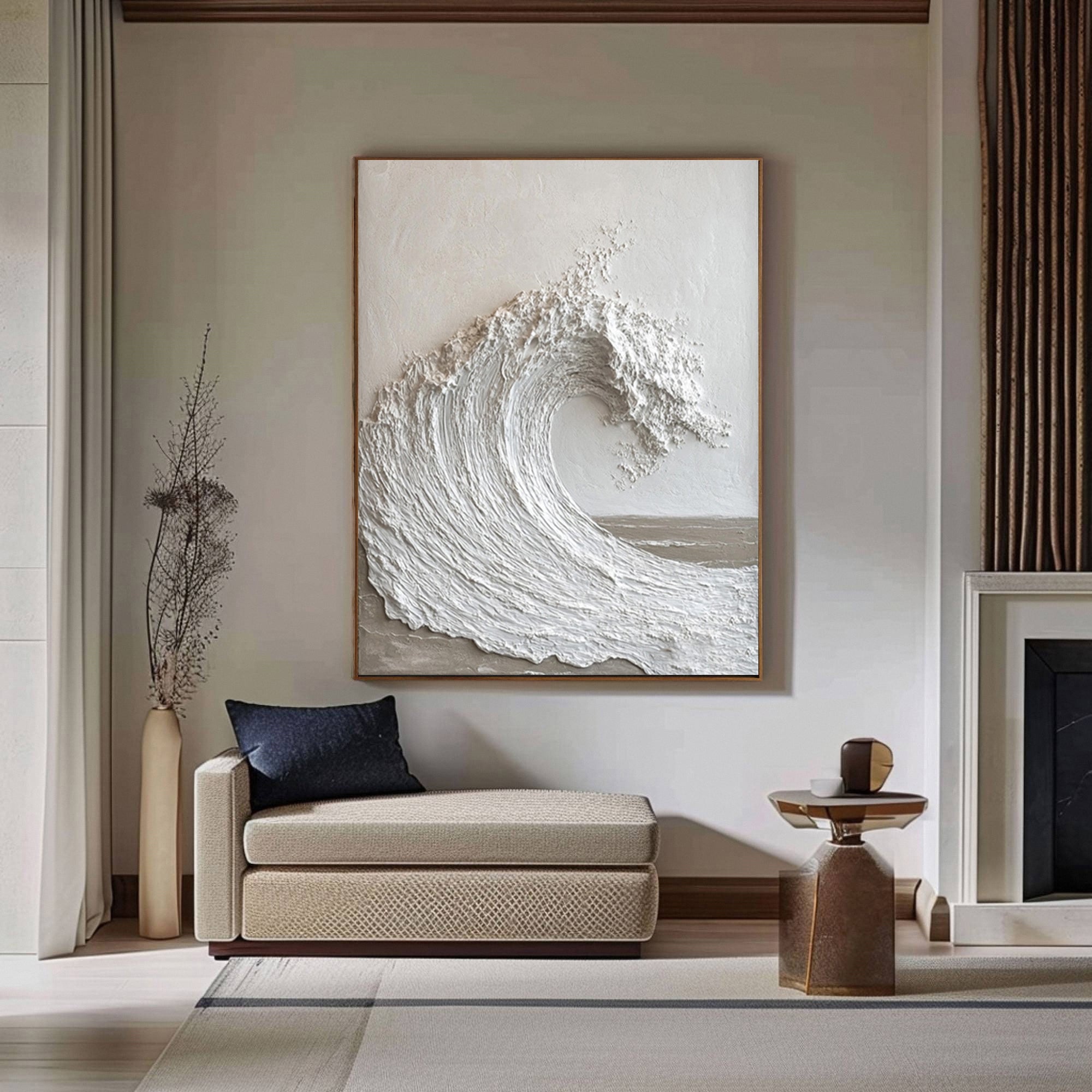 Majestic Ocean Wave Textured Canvas for Elegant Coastal Home Decor #BBM 058