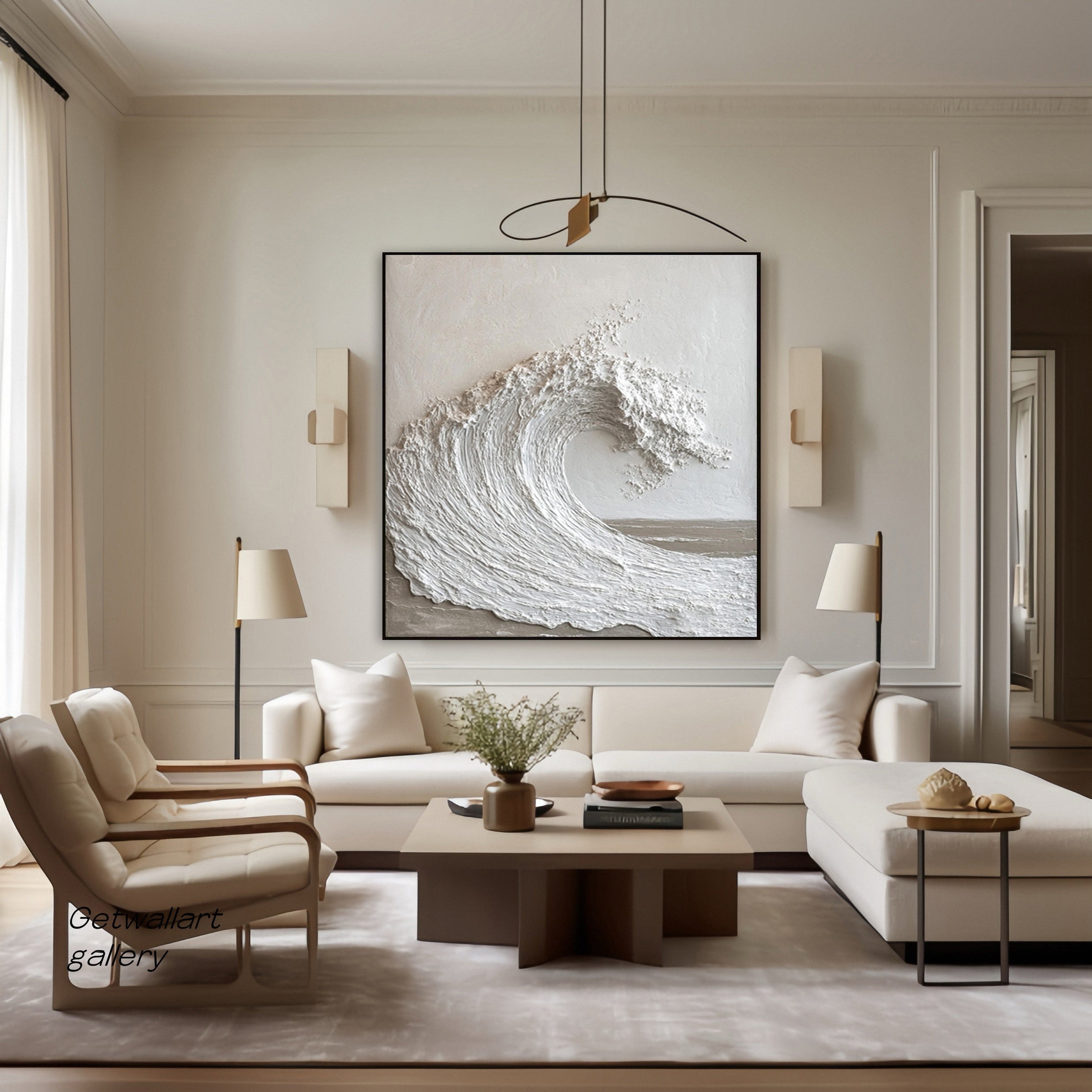 Majestic Ocean Wave Textured Canvas for Elegant Coastal Home Decor #BBM 059