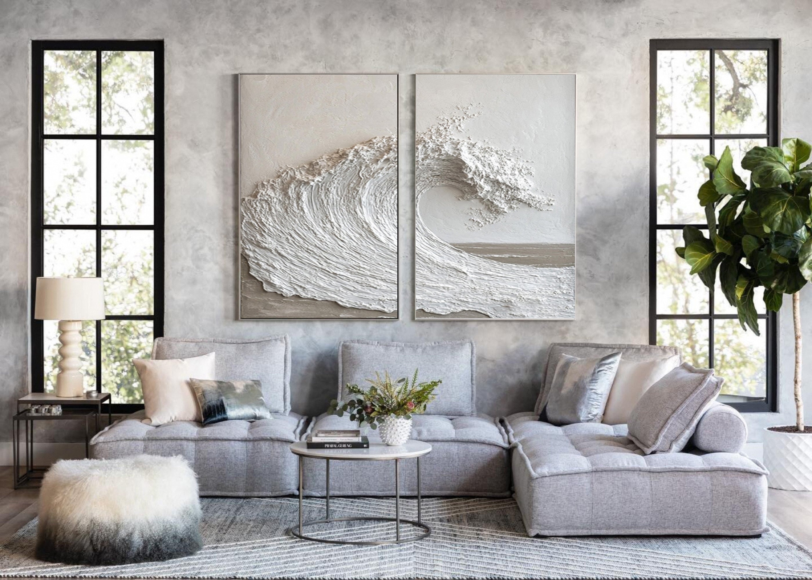 Textured Ocean Wave Art 3D Oil Painting for Modern Living Rooms #BBS 025