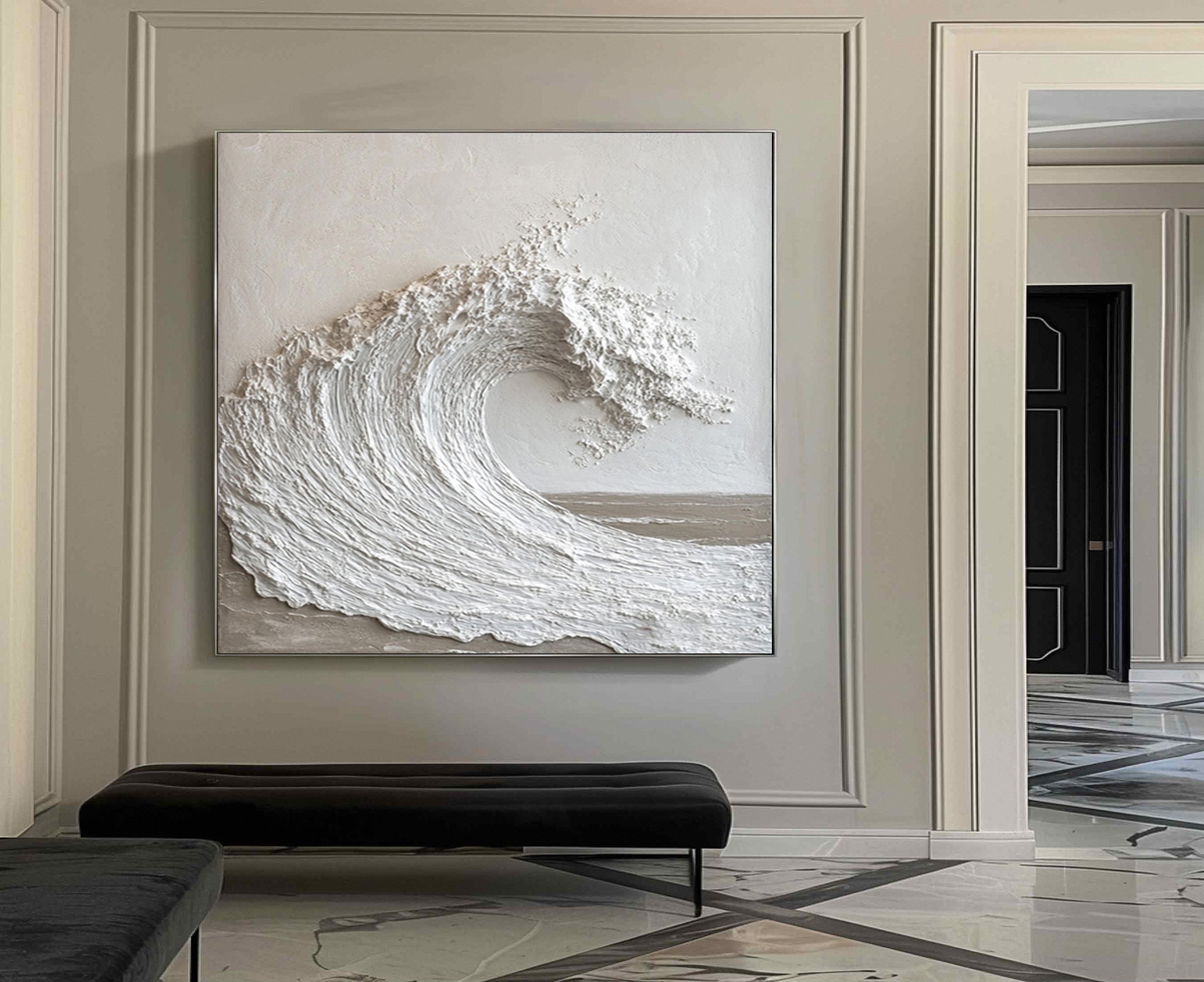 Majestic Ocean Wave Textured Canvas for Elegant Coastal Home Decor #BBM 059