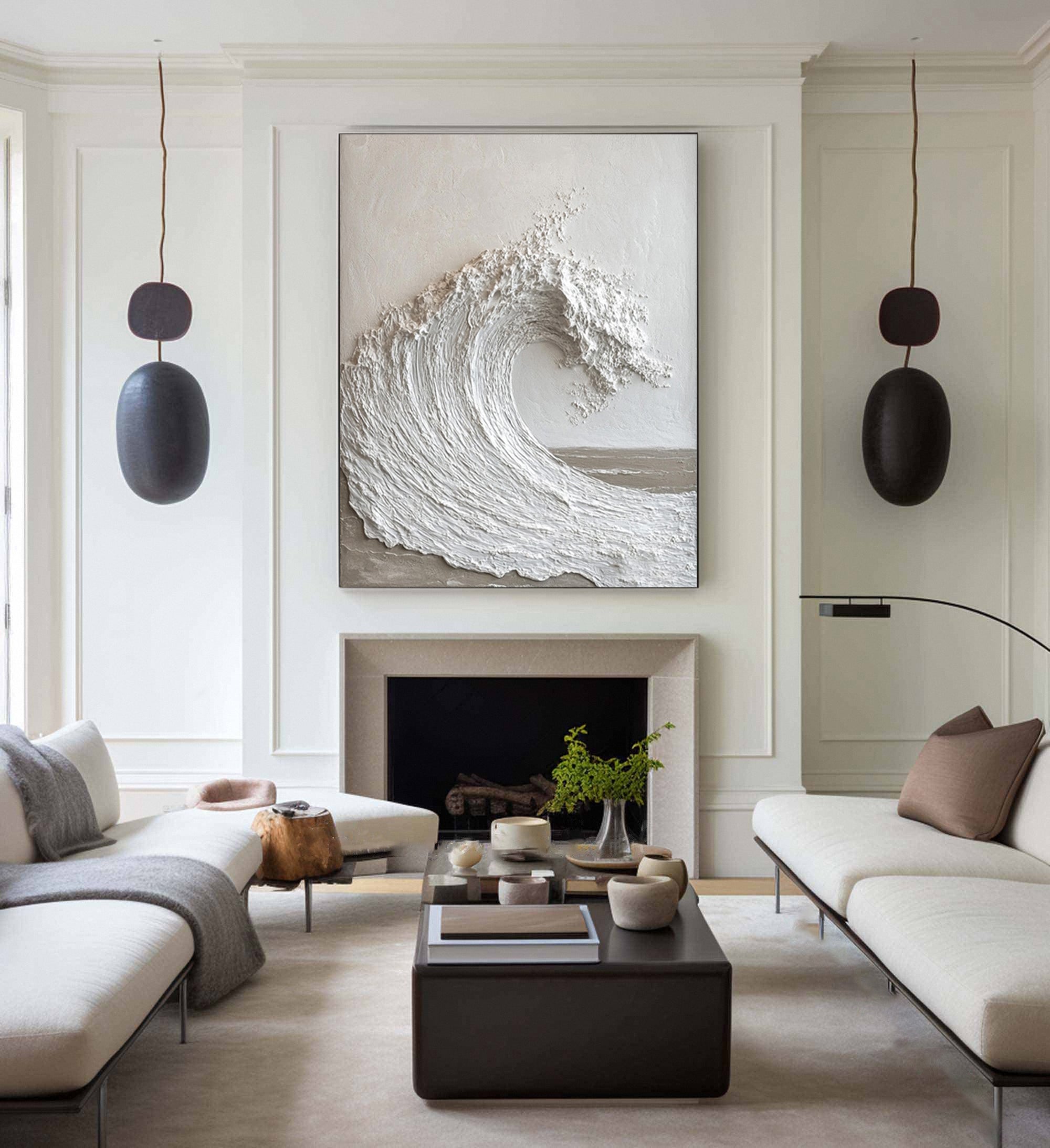 Majestic Ocean Wave Textured Canvas for Elegant Coastal Home Decor #BBM 058