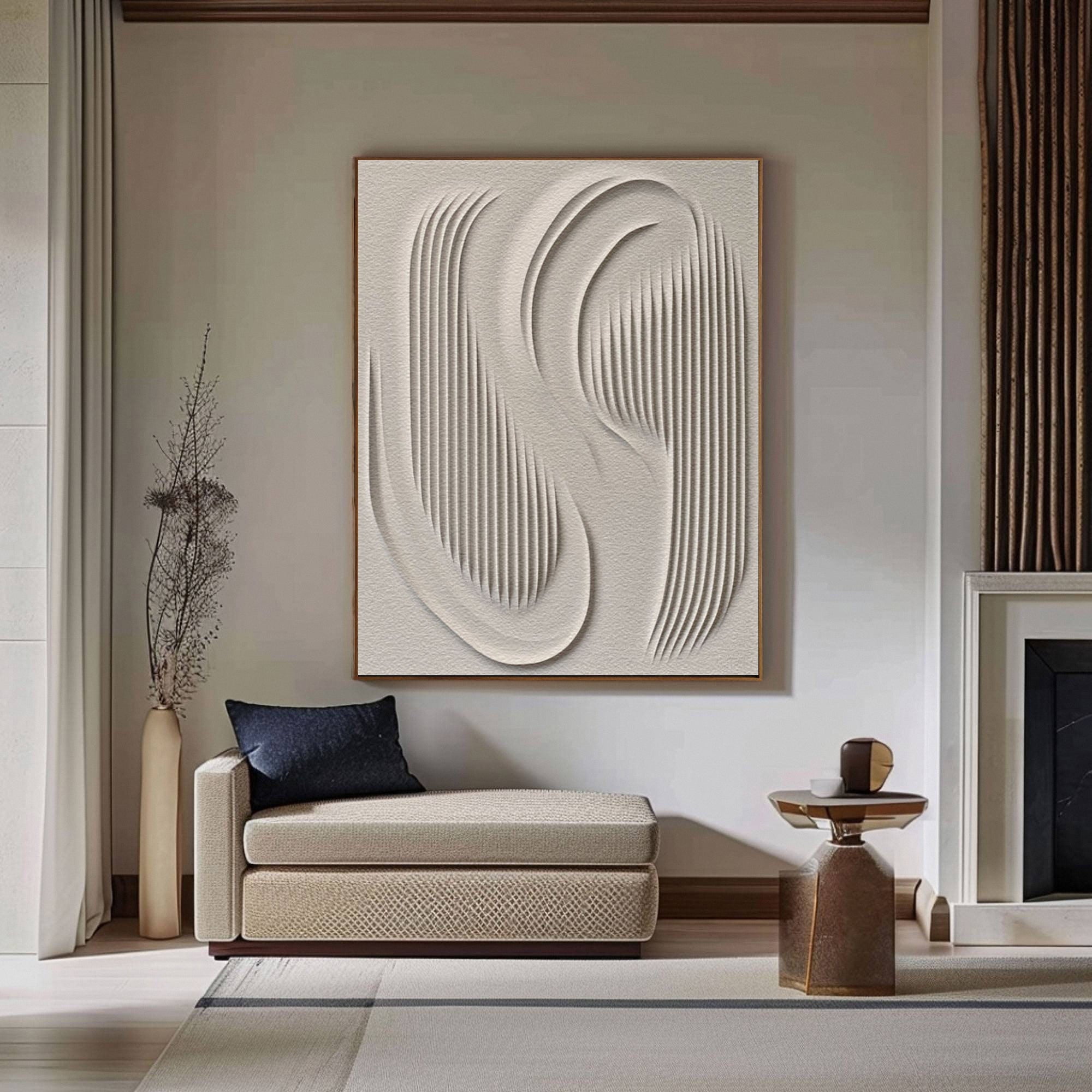 Large 3D Minimalist Abstract Canvas with Intricate Textured Design #BBM 041